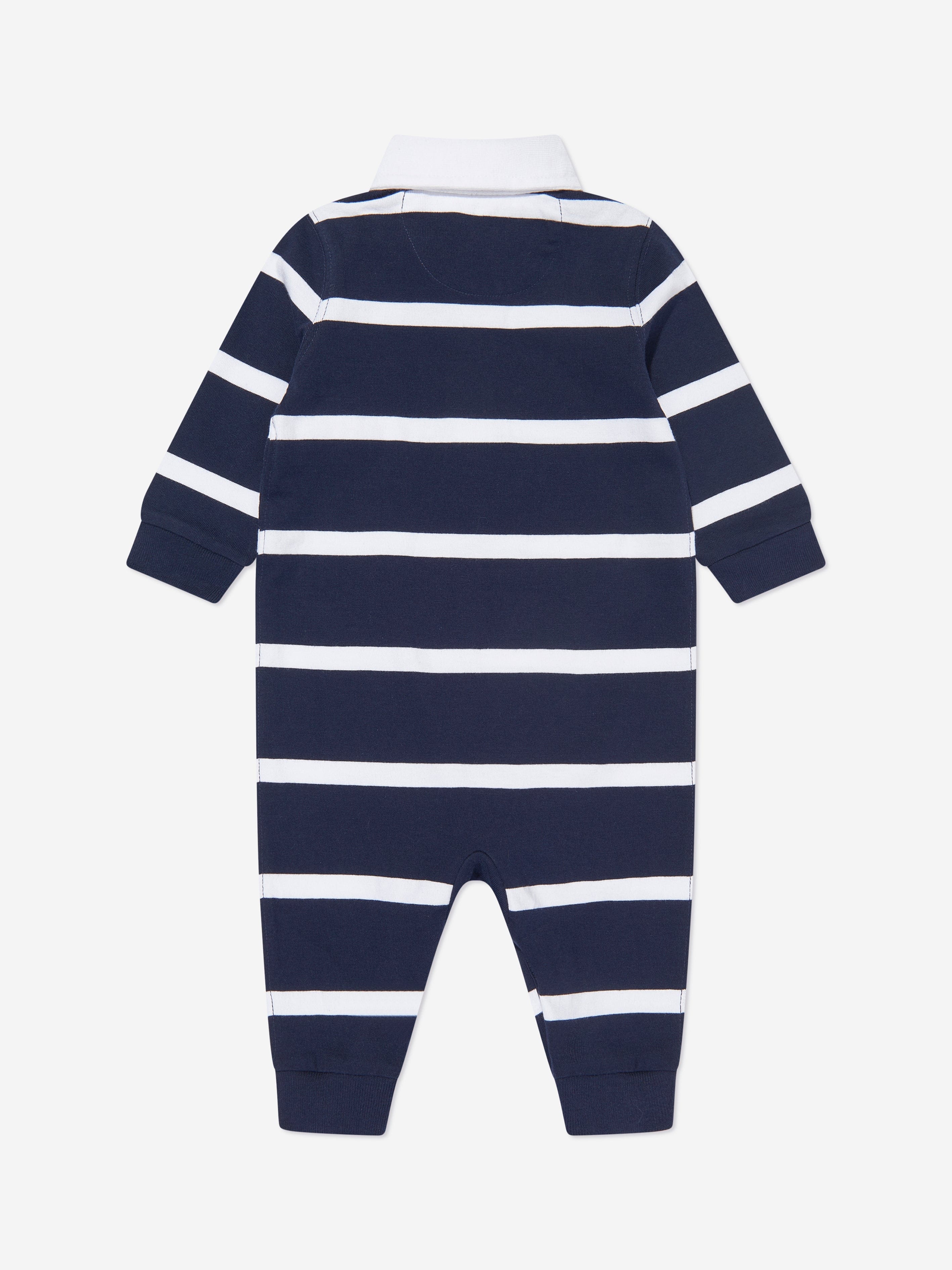 Ralph Lauren Baby Boys Striped Rugby Romper in Navy