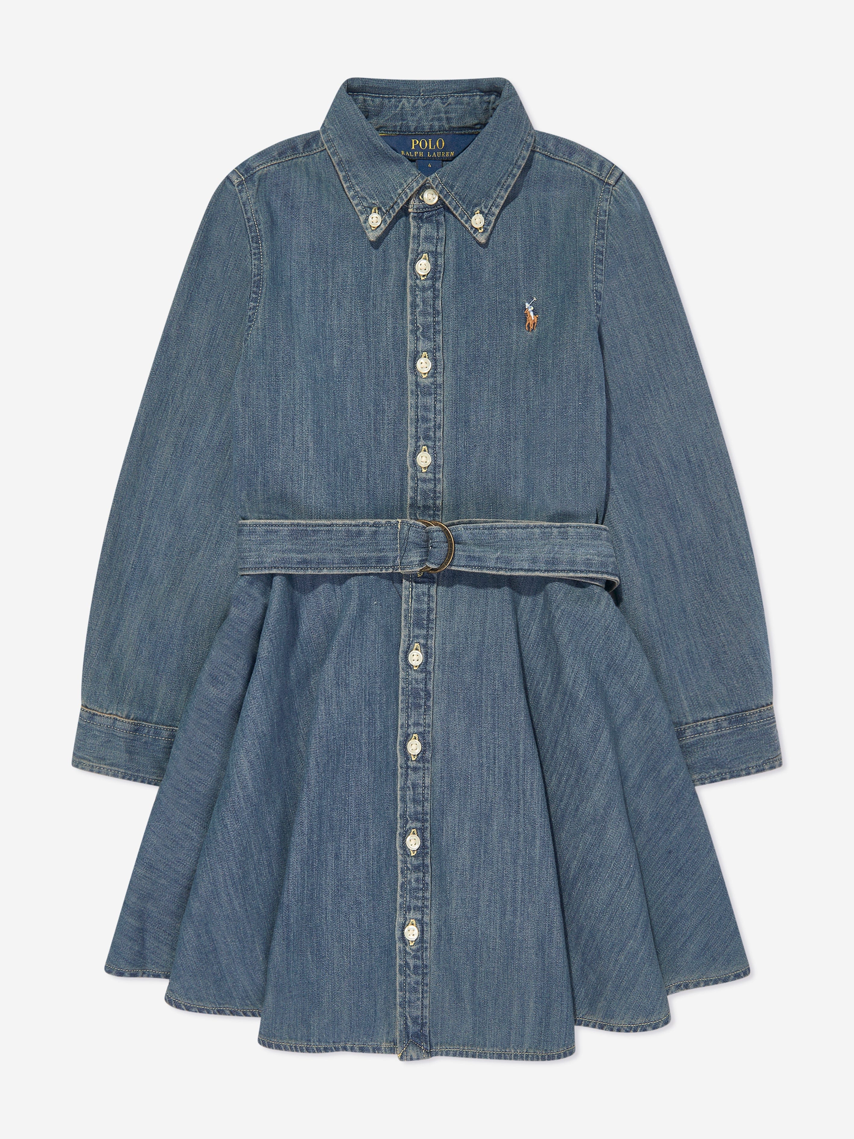 Ralph Lauren Girls Denim Shirt Dress in Blue