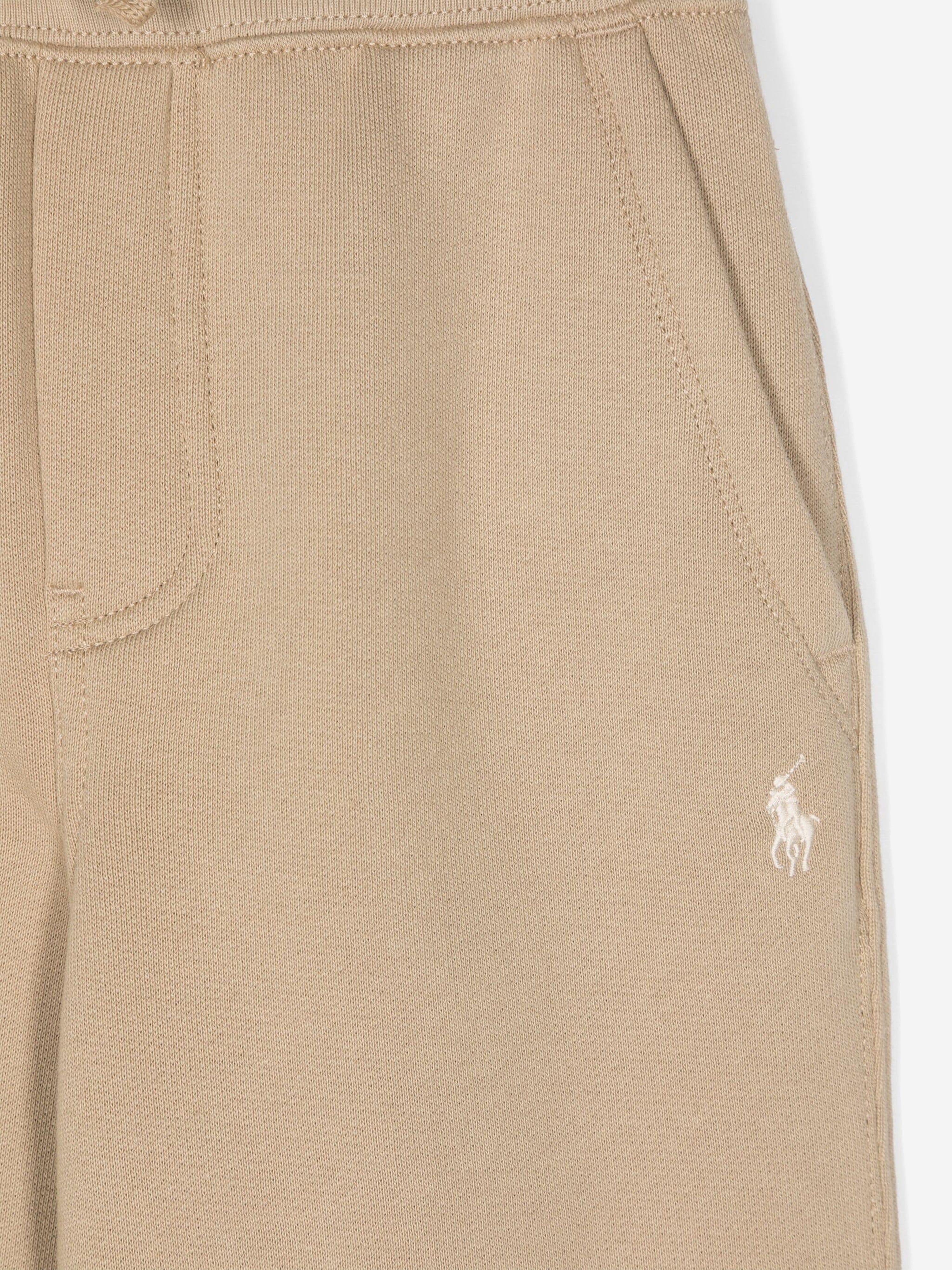 Ralph Lauren Boys Logo Joggers in Beige