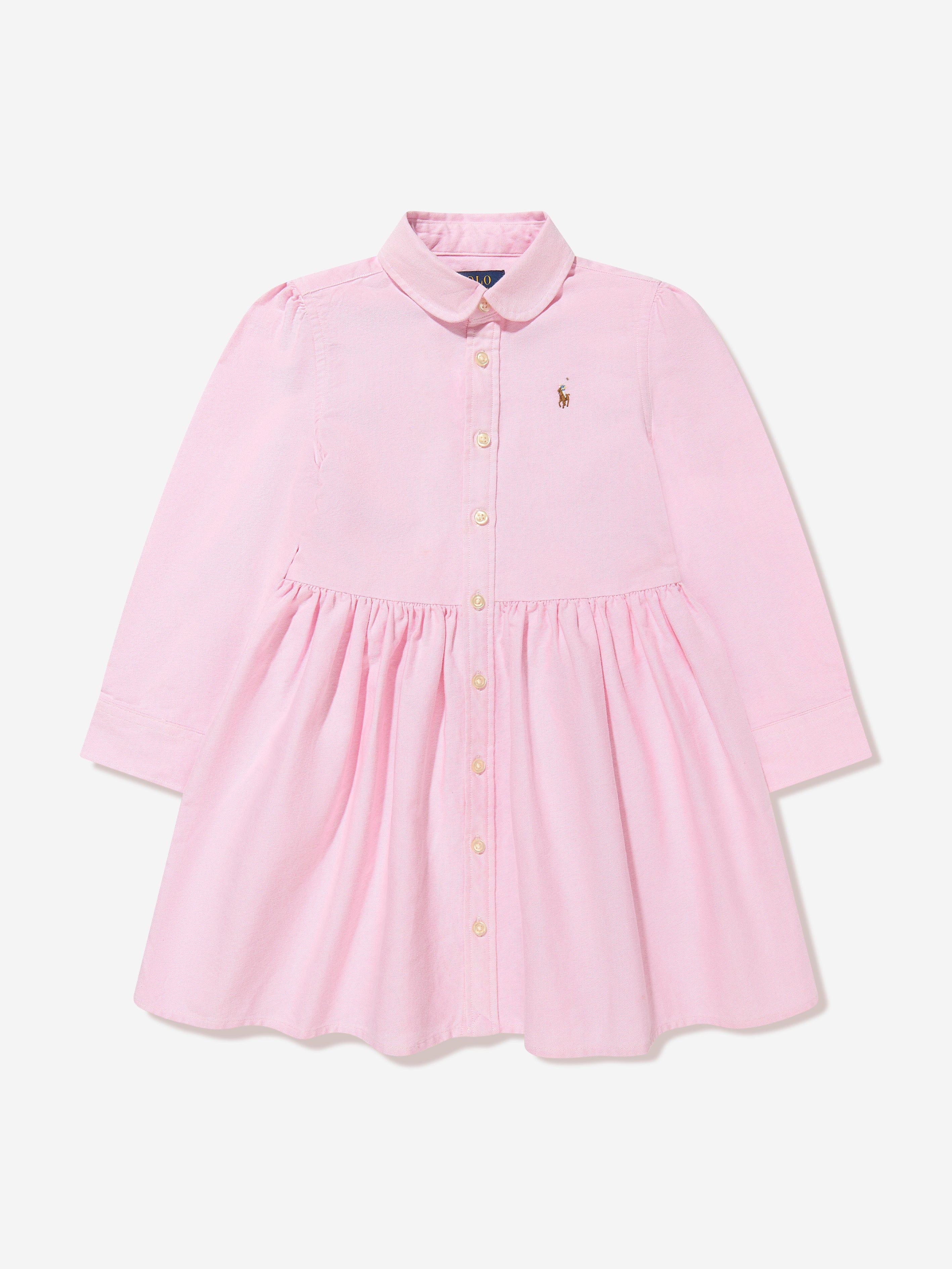 Ralph Lauren Girls Oxford Shirt Dress in Pink