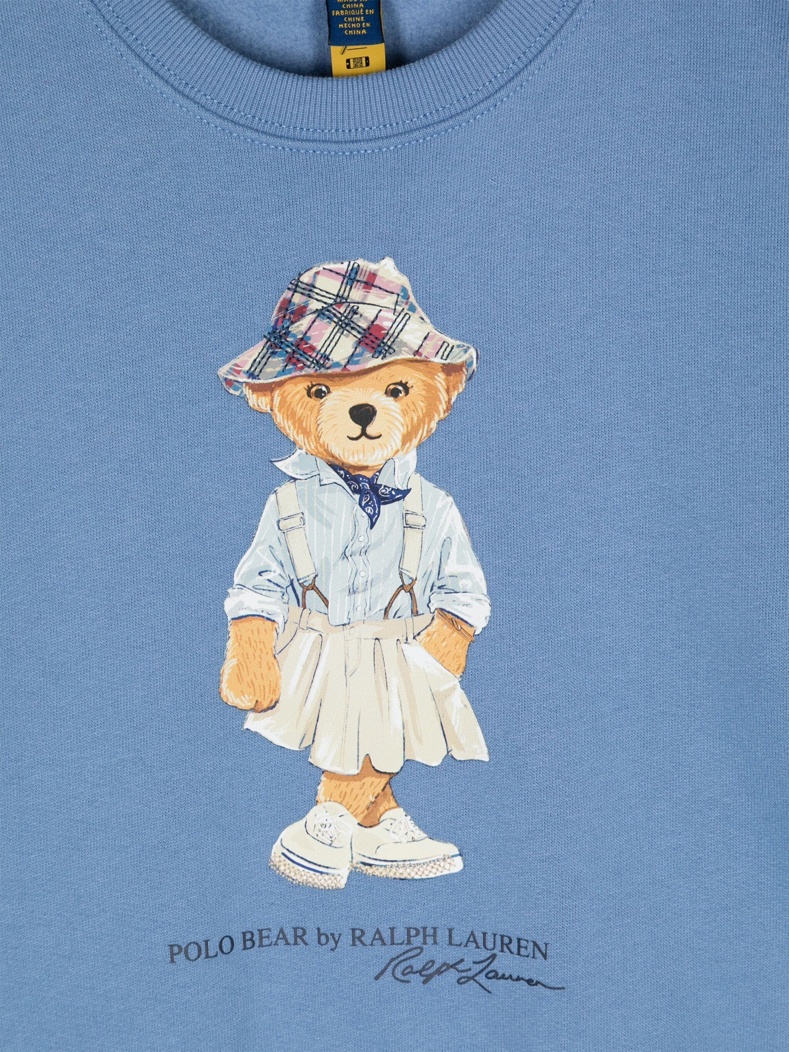 Ralph Lauren Girls Bear Bubble Sweatshirt in Blue