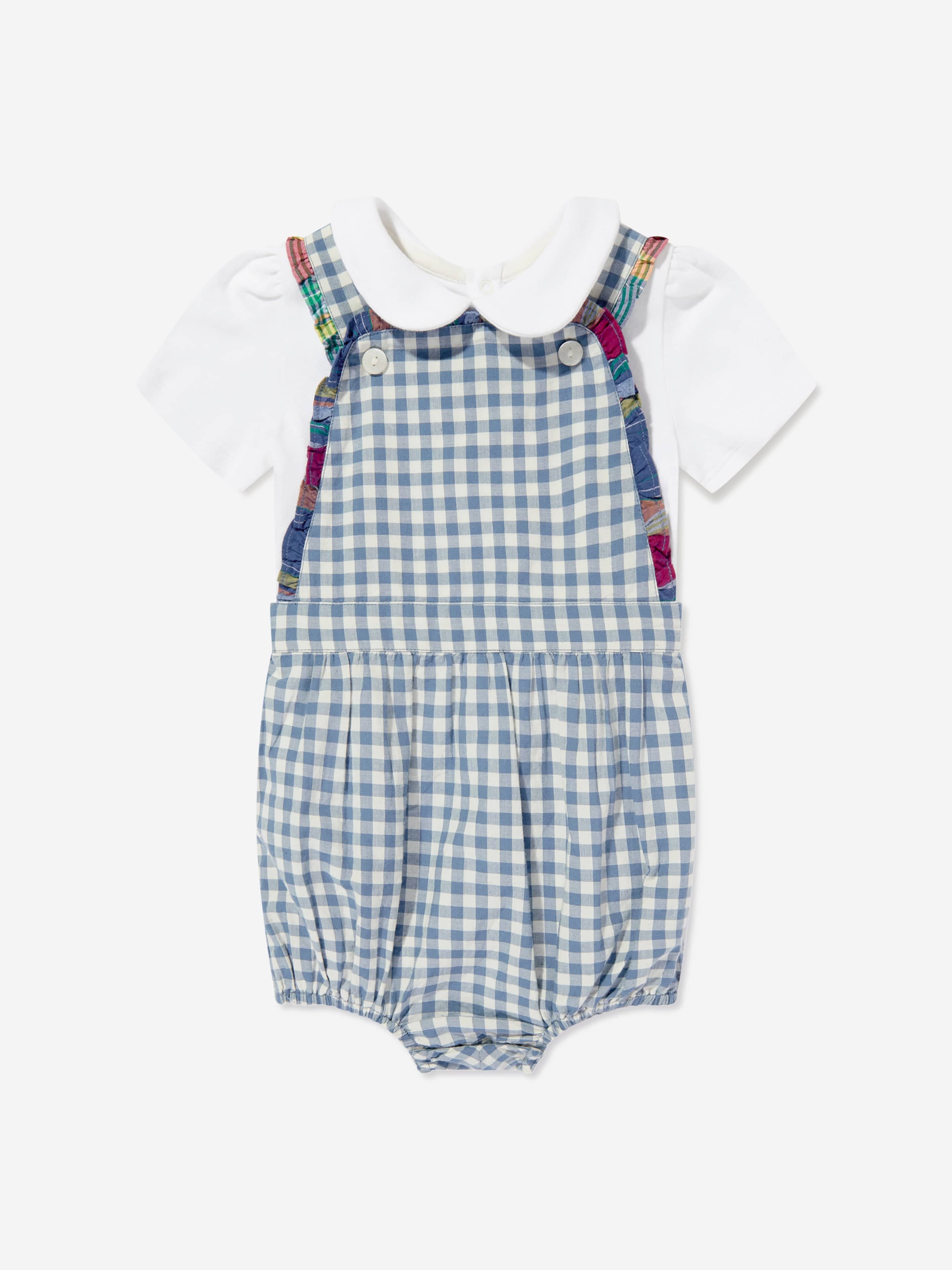 Ralph Lauren Baby Girls Bubble Dungarees Set in Blue