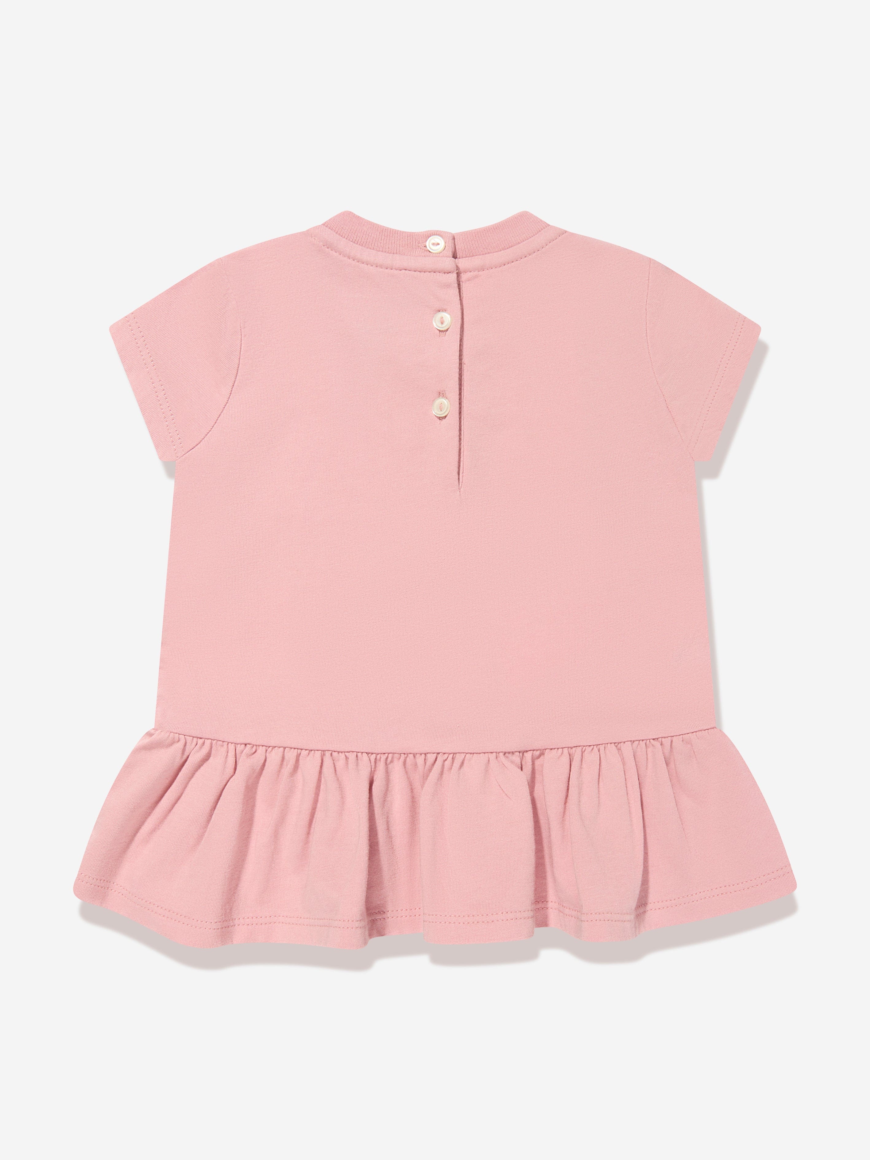 Ralph Lauren Baby Girls Bear Jersey Dress in Pink