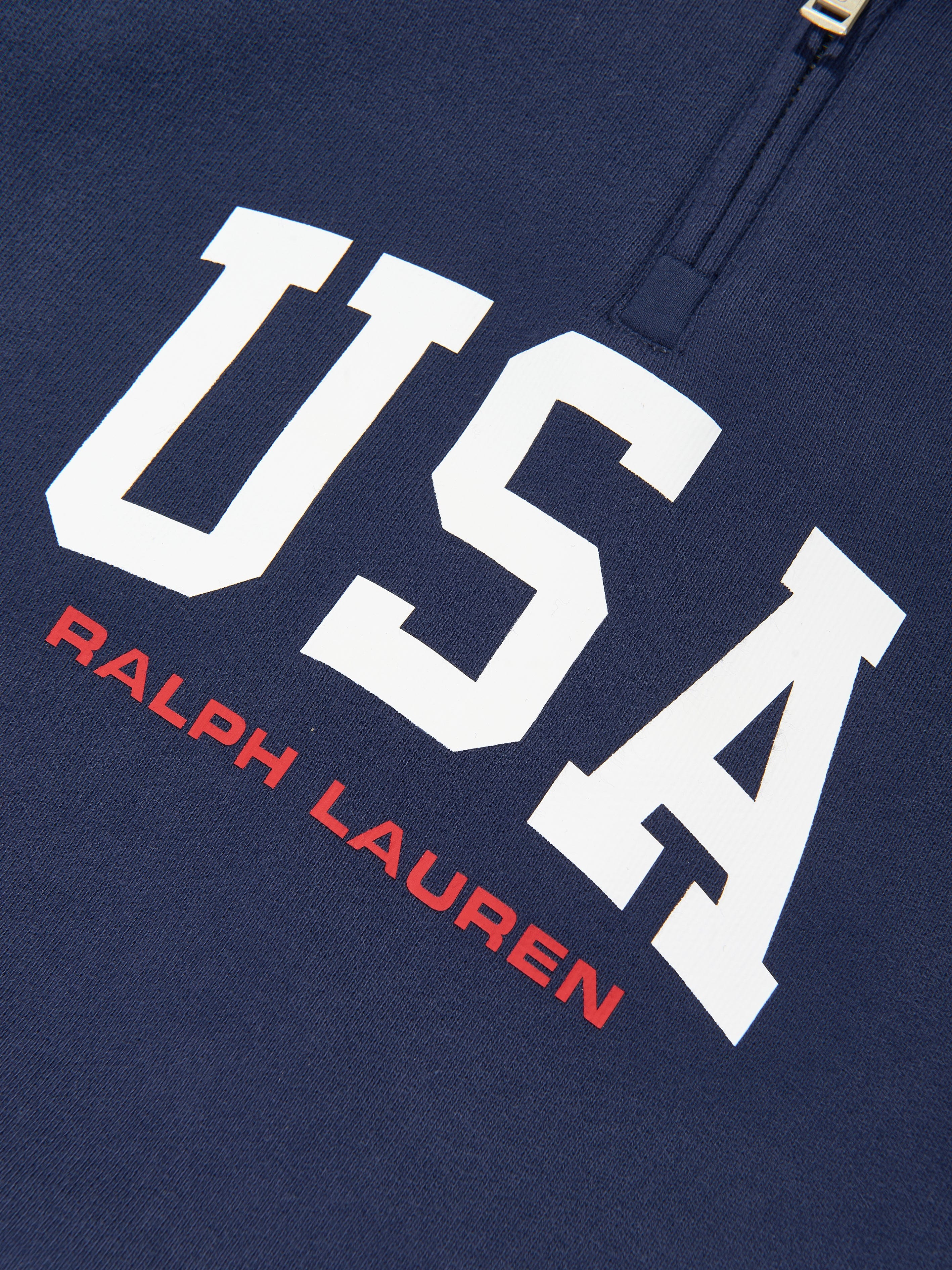 Ralph Lauren Boys Half Zip USA Sweatshirt in Navy