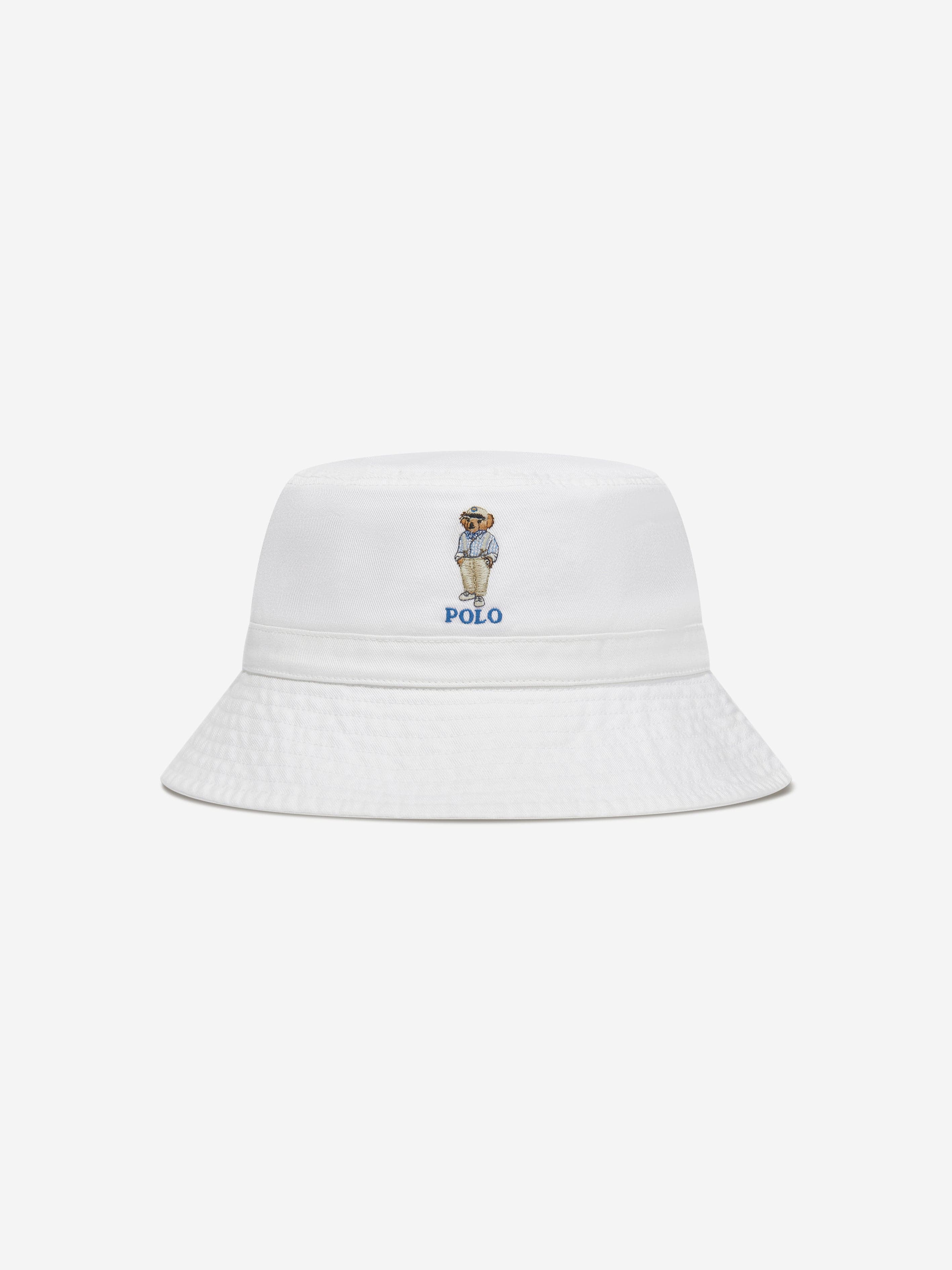 Ralph Lauren Boys Bear Bucket Hat in White