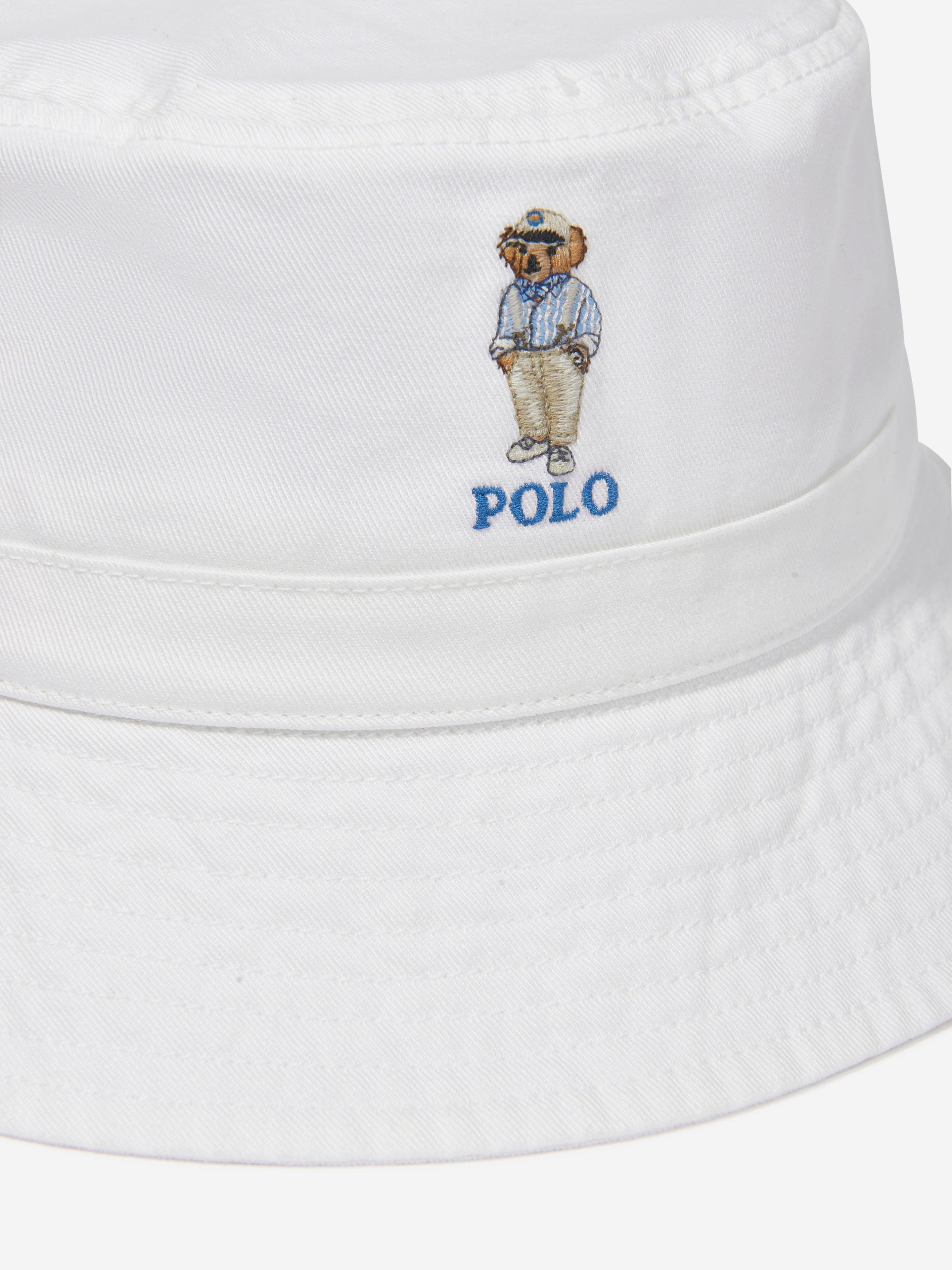 Ralph Lauren Boys Bear Bucket Hat in White