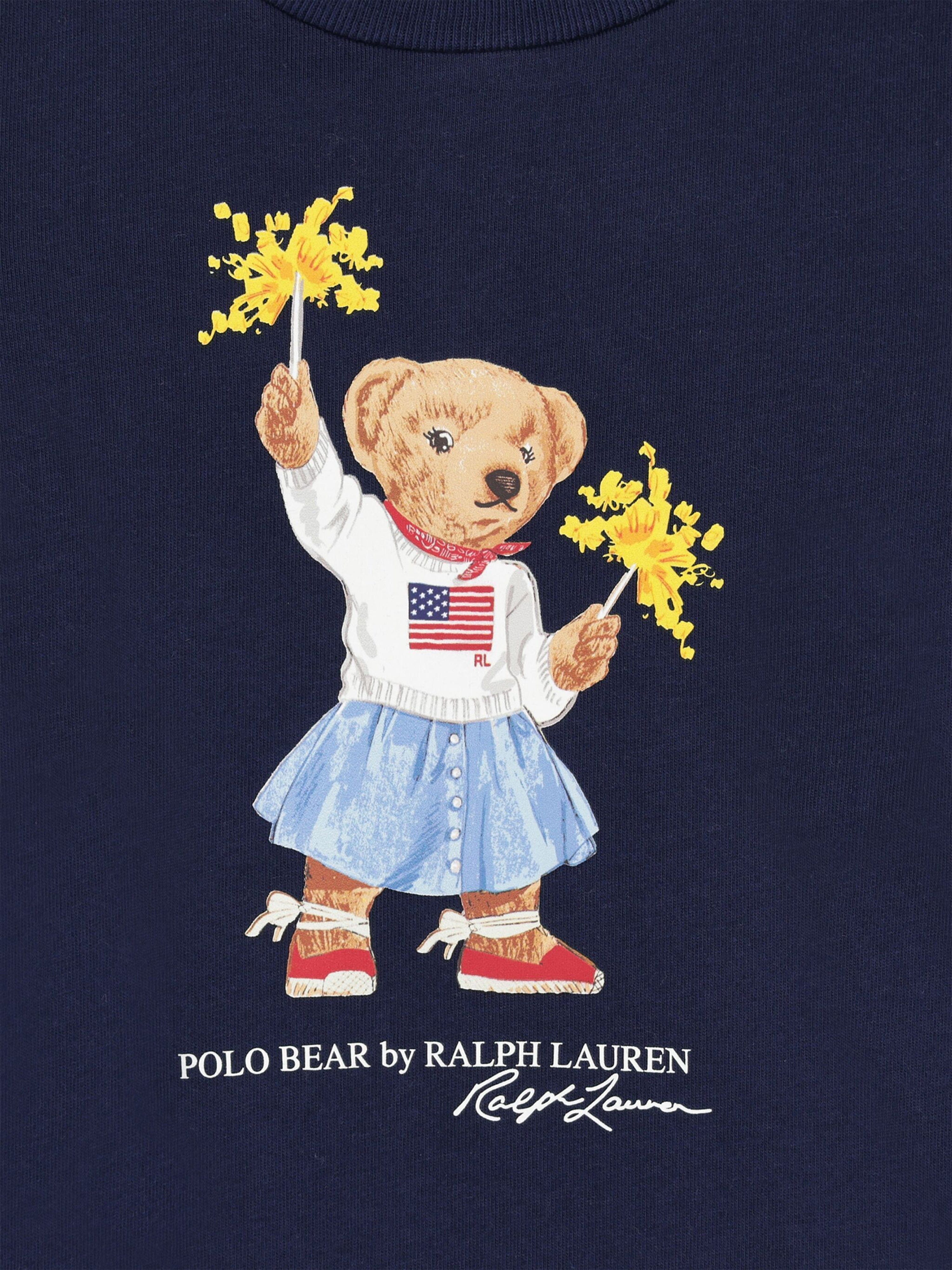 Ralph Lauren Girls Bear Jersey Dress in Navy