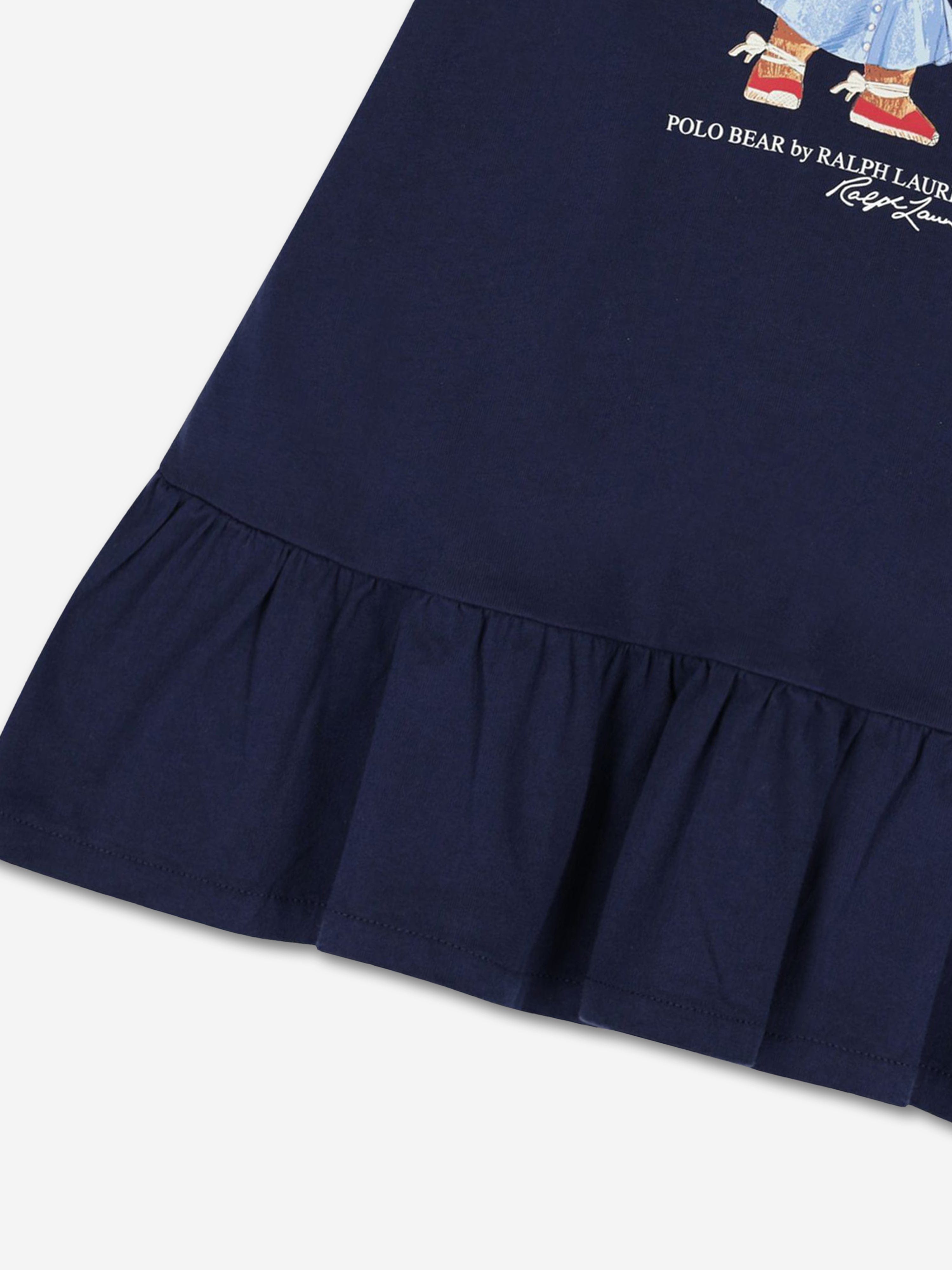 Ralph Lauren Girls Bear Jersey Dress in Navy