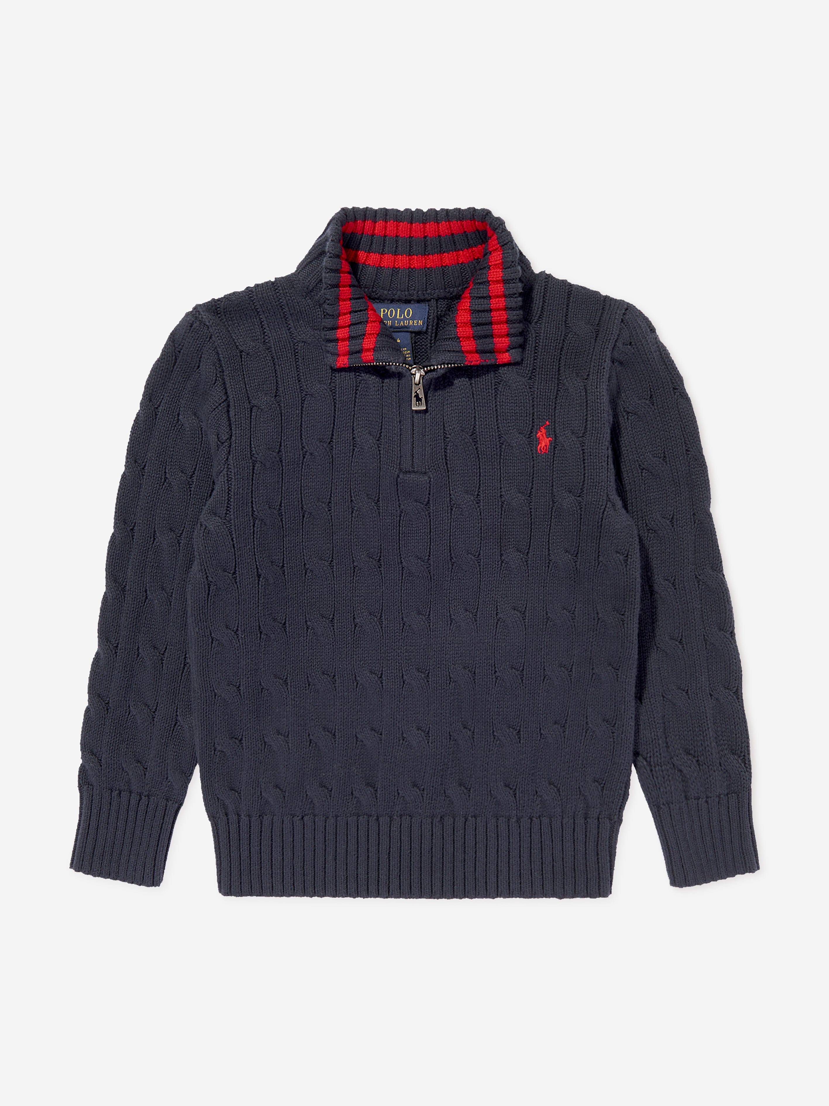 Ralph Lauren Boys Half Zip Jumper in Navy