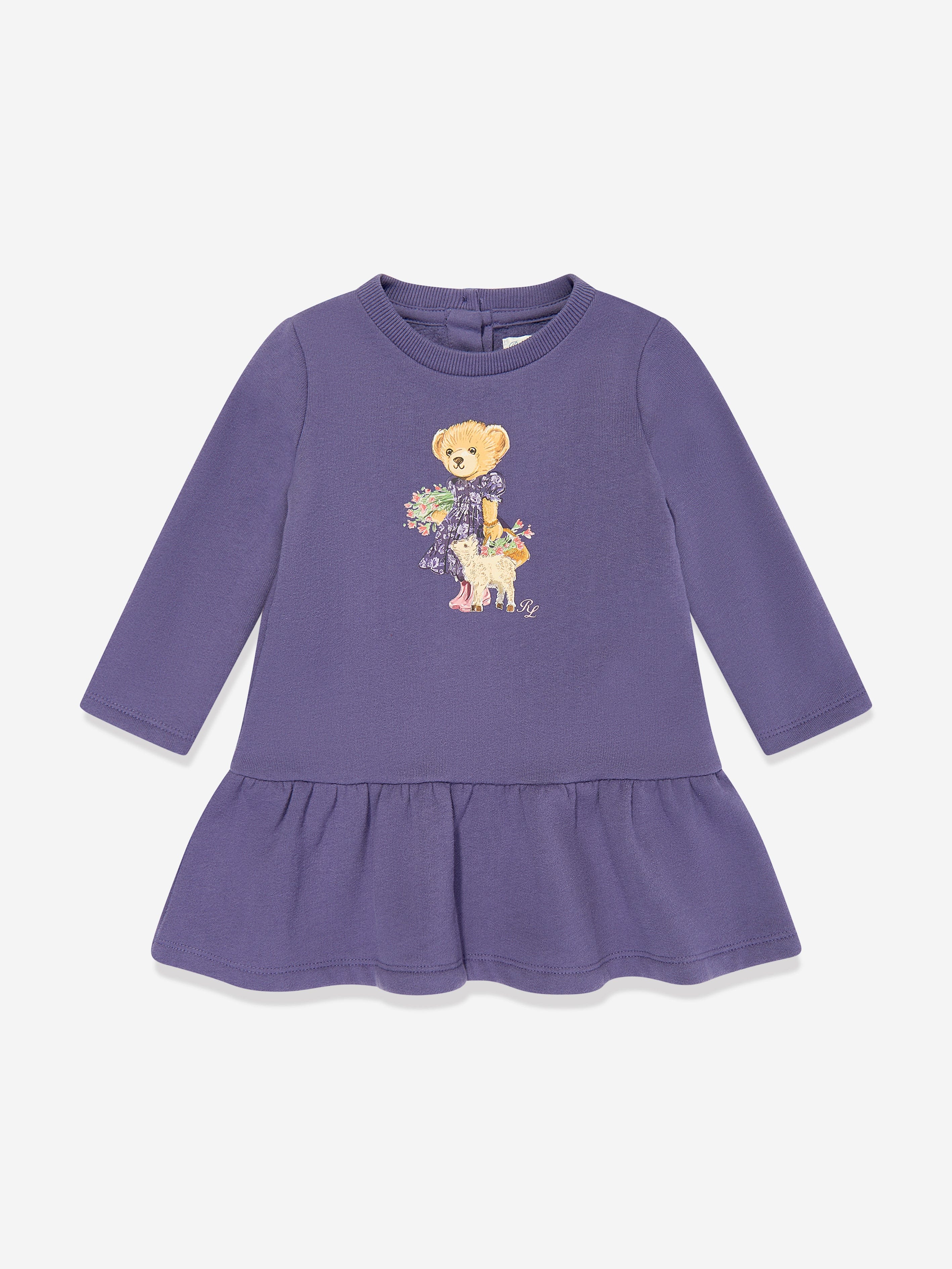 Ralph Lauren Baby Girls Bear Dress in Navy