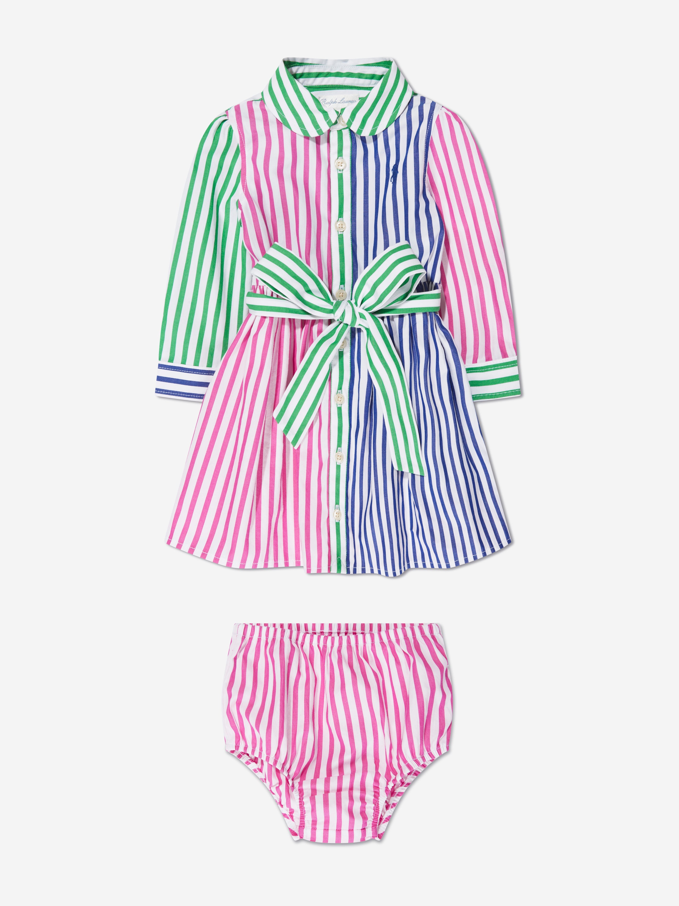 Girls Striped Shirt Dress in Multicolour