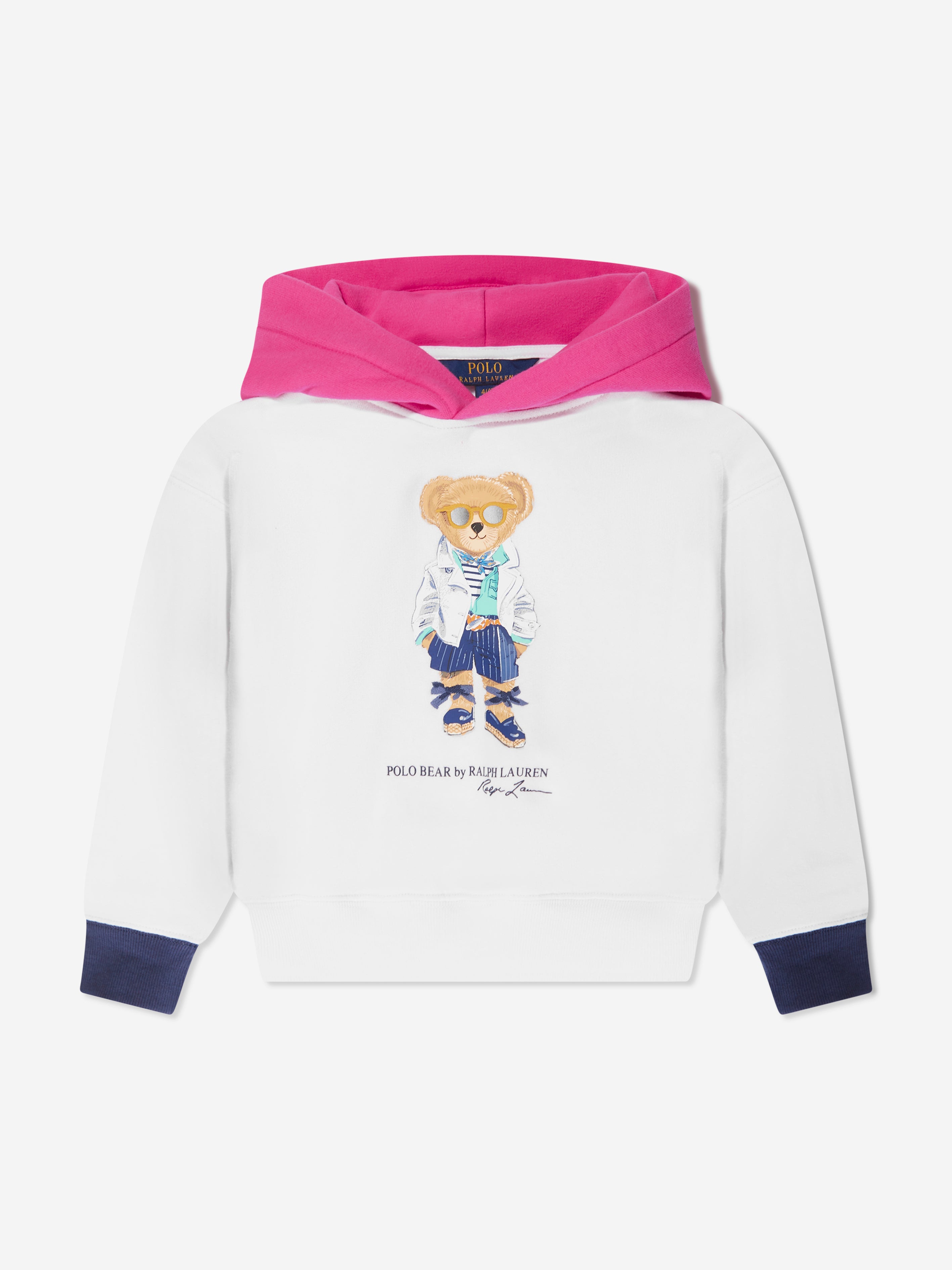 Girls Bear Hoodie in White