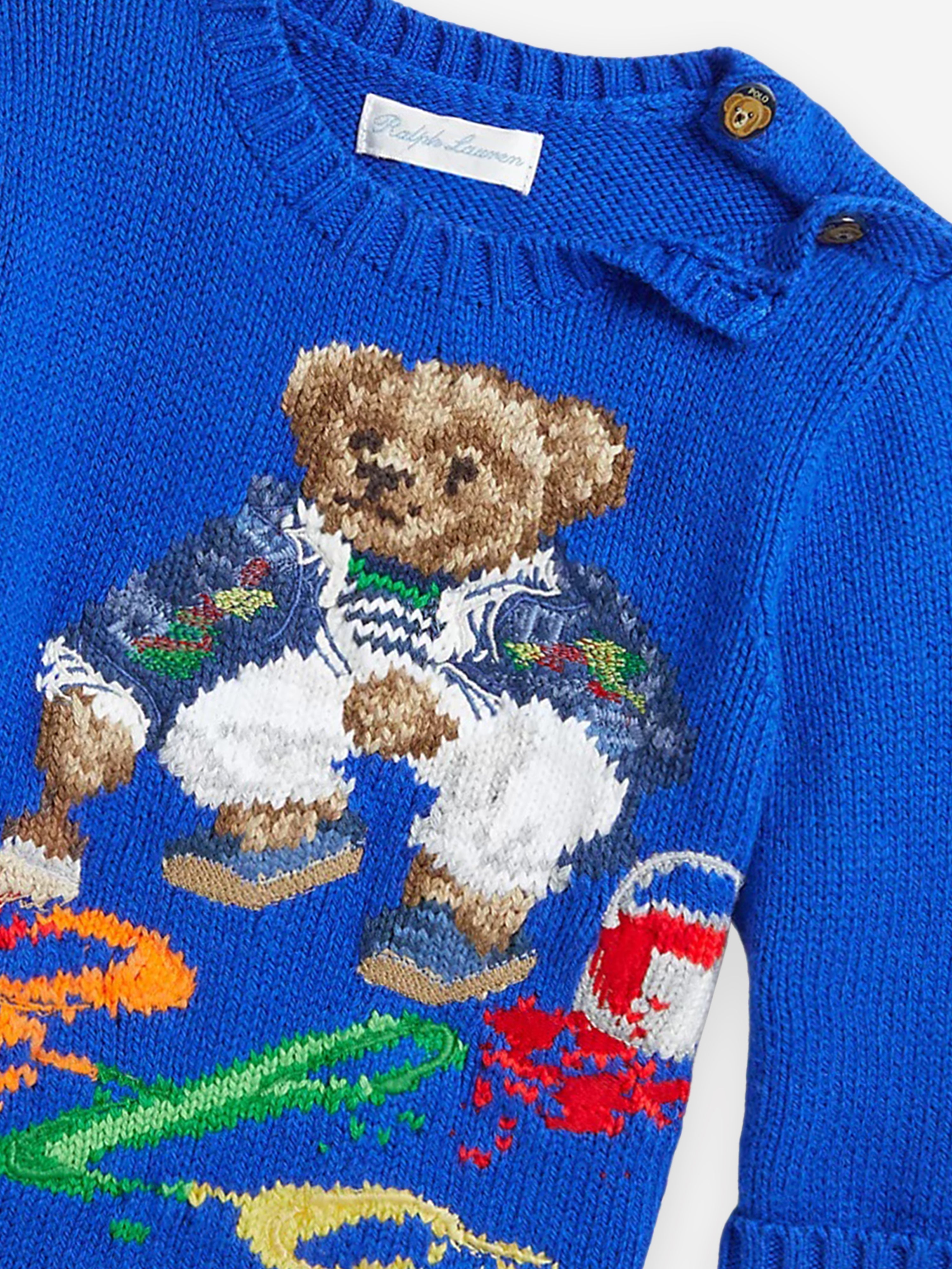 Baby Boys Polo Bear Jumper in Blue