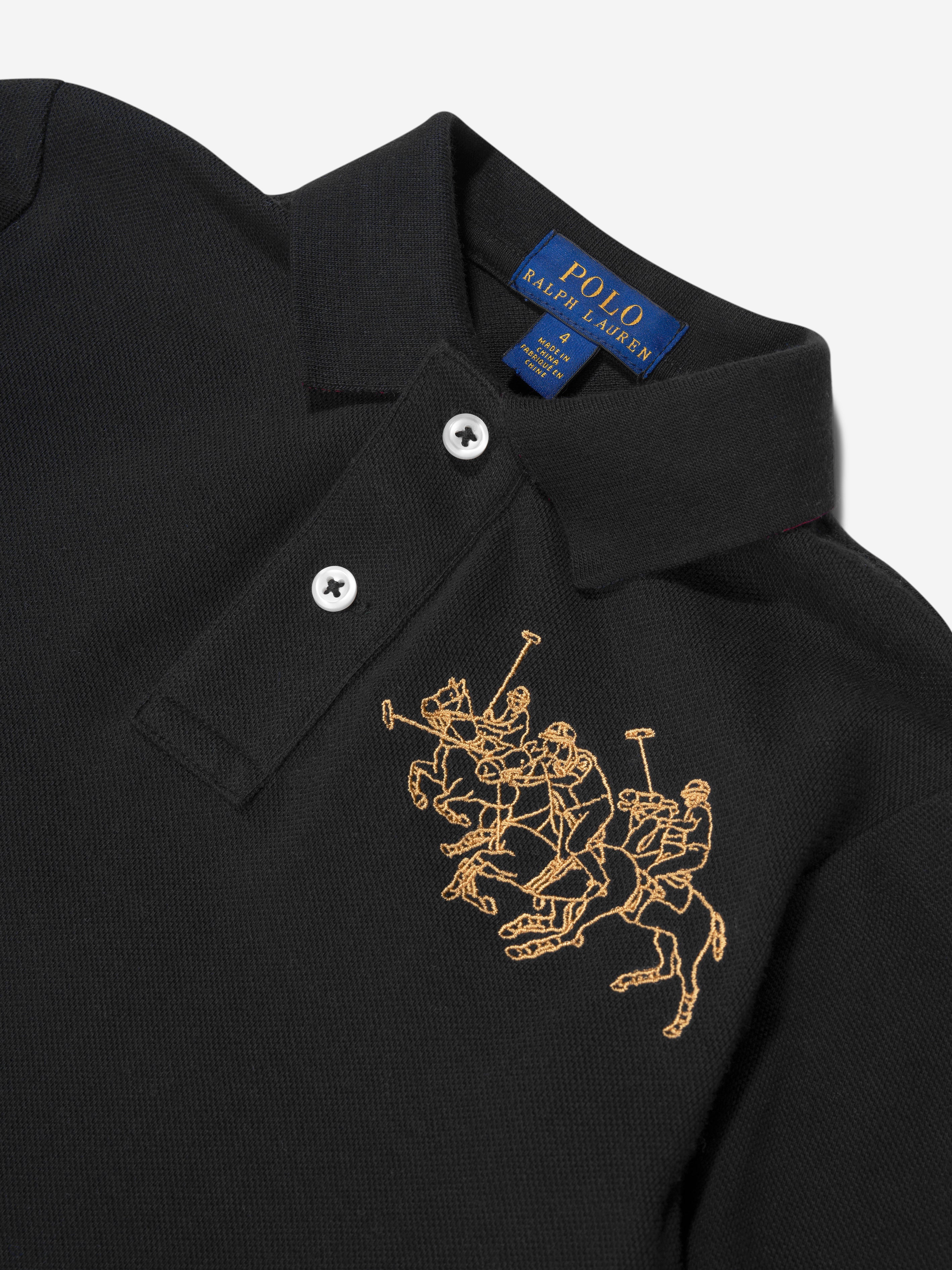 Boys Long Sleeve Polo Shirt in Black