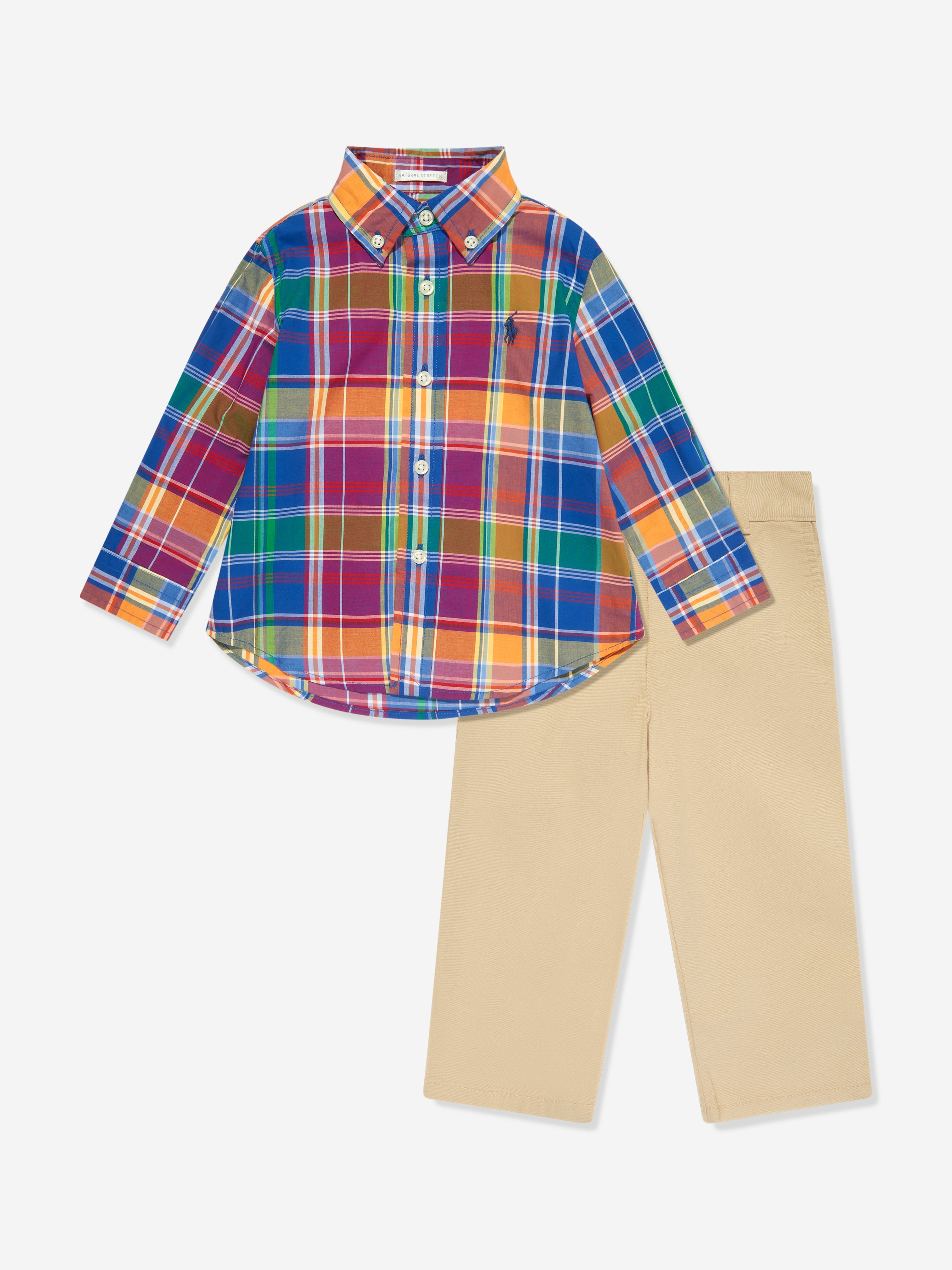 Baby Boys Shirt And Trousers Set in Multicolour