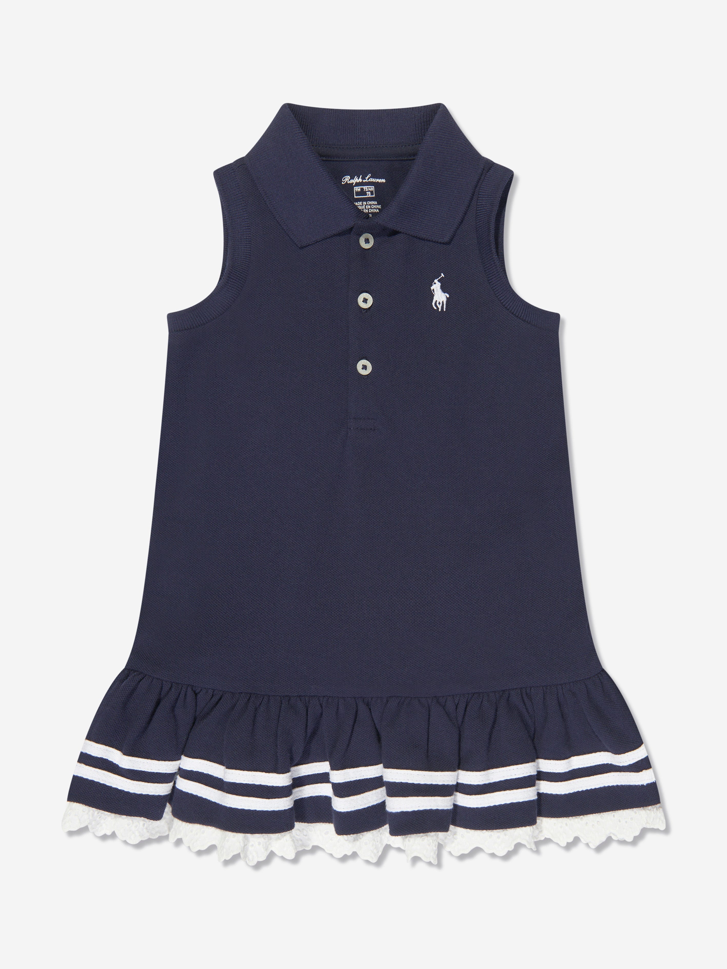 Ralph Lauren Baby Girls Sailor Polo Dress in Navy