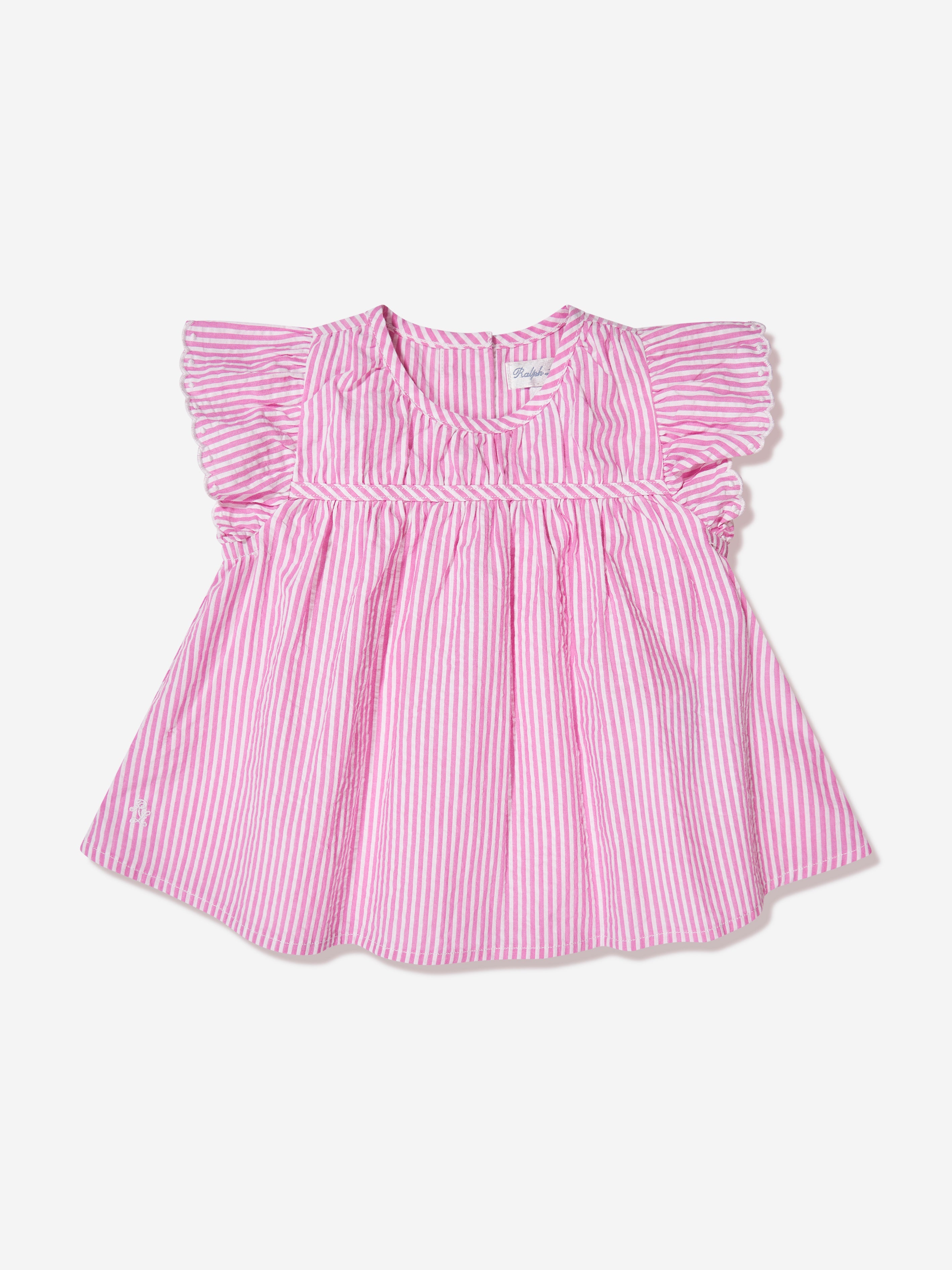 Baby Girls Striped Bloomer Short Set in Pink