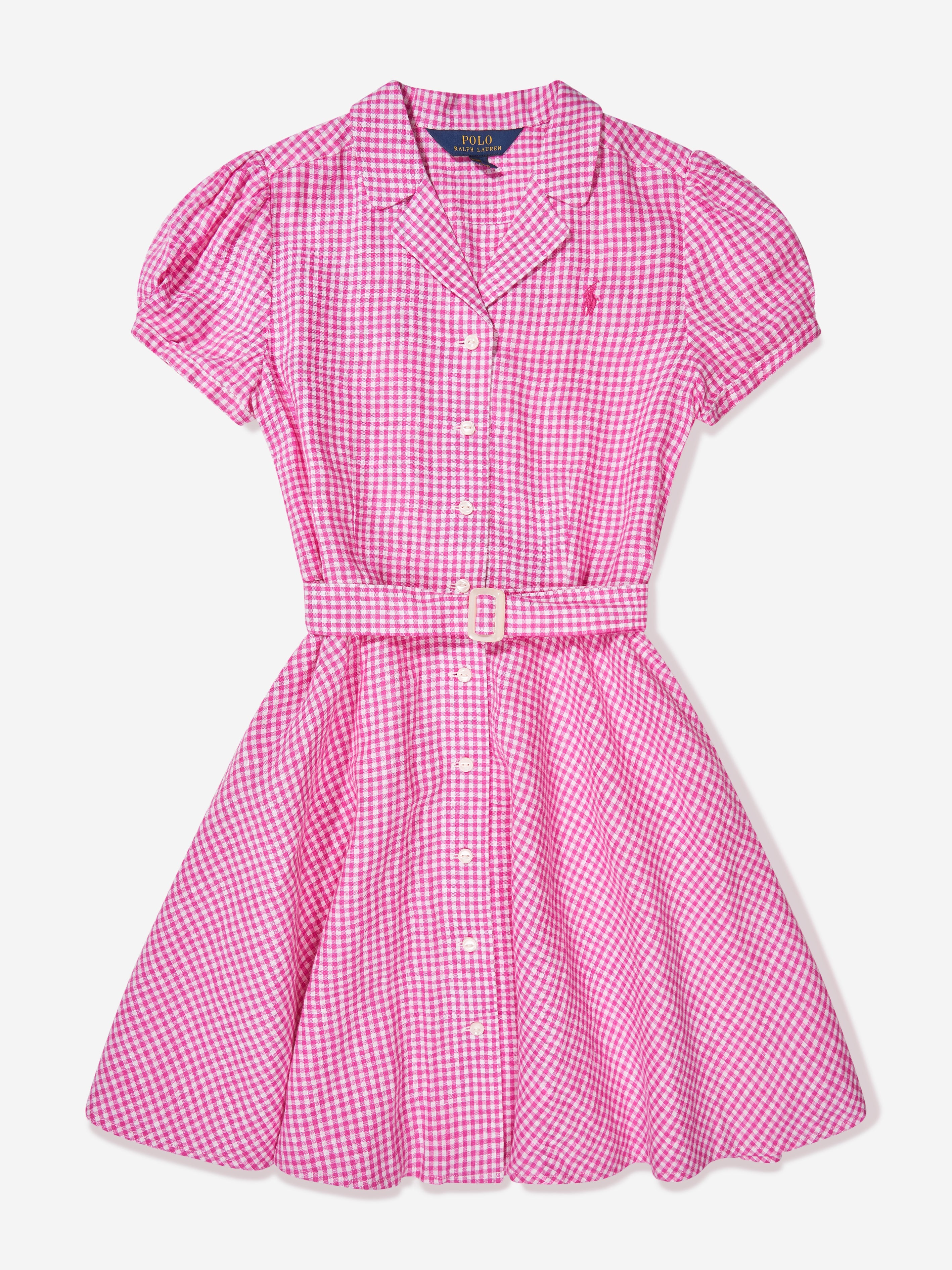 Girls Gingham Shirt Dress in Pink