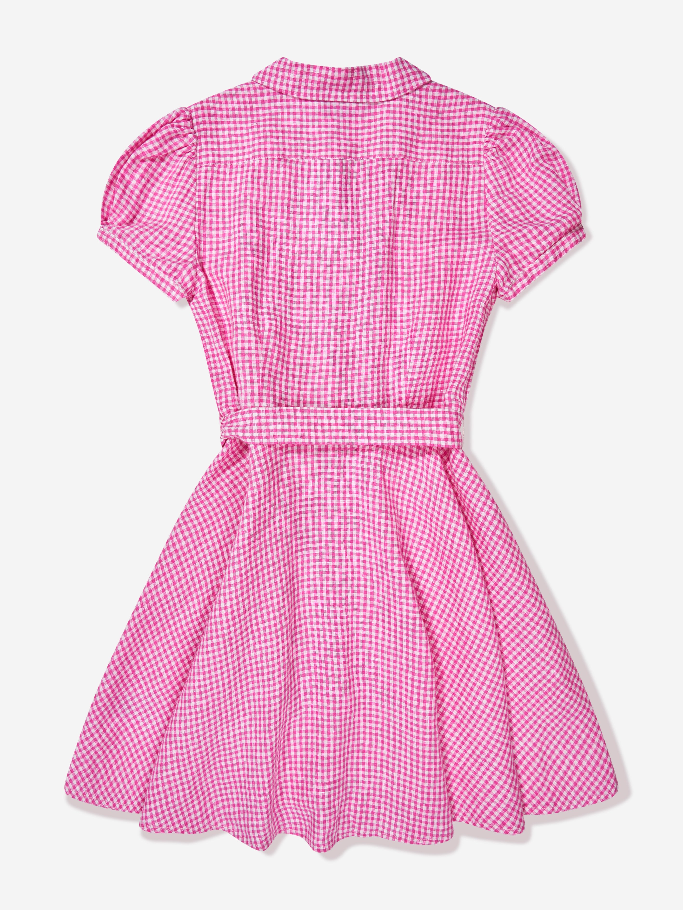 Girls Gingham Shirt Dress in Pink