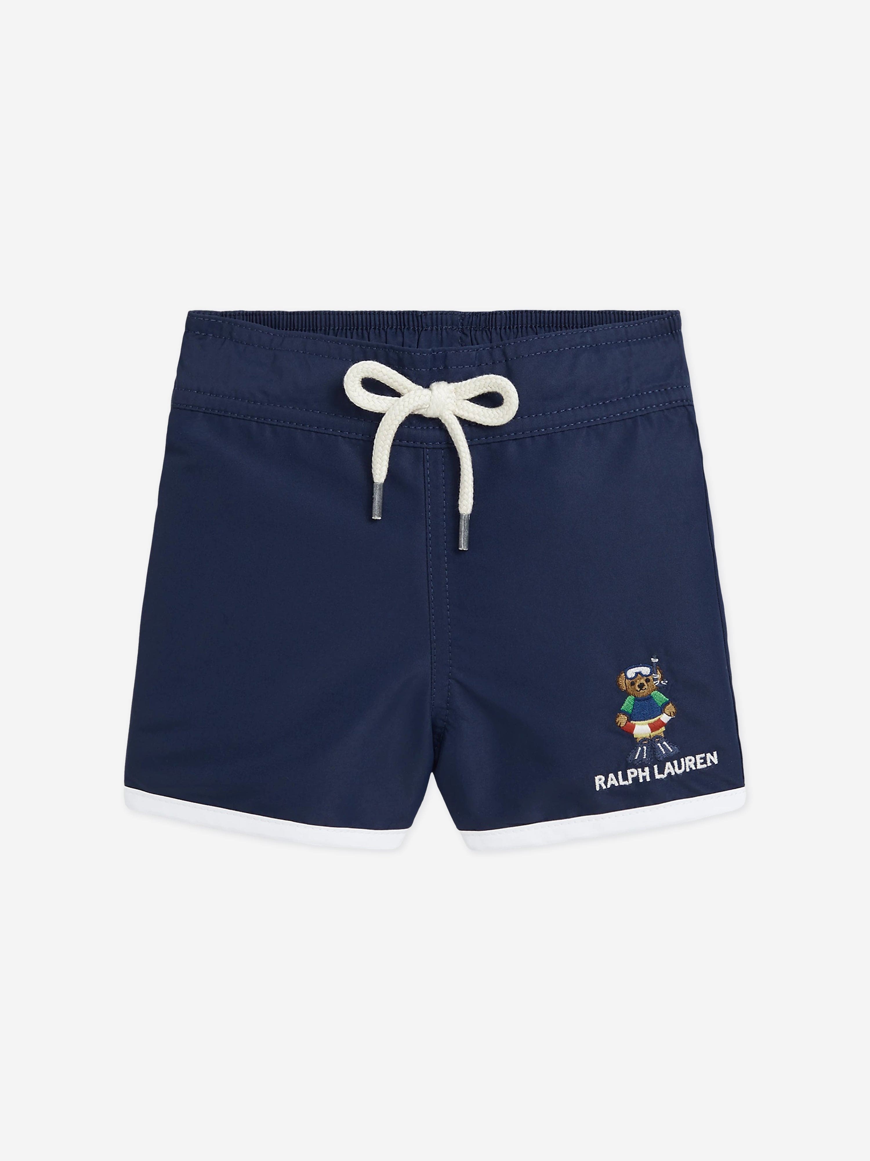 Ralph Lauren Baby Boys Bear Swim Shorts in Navy