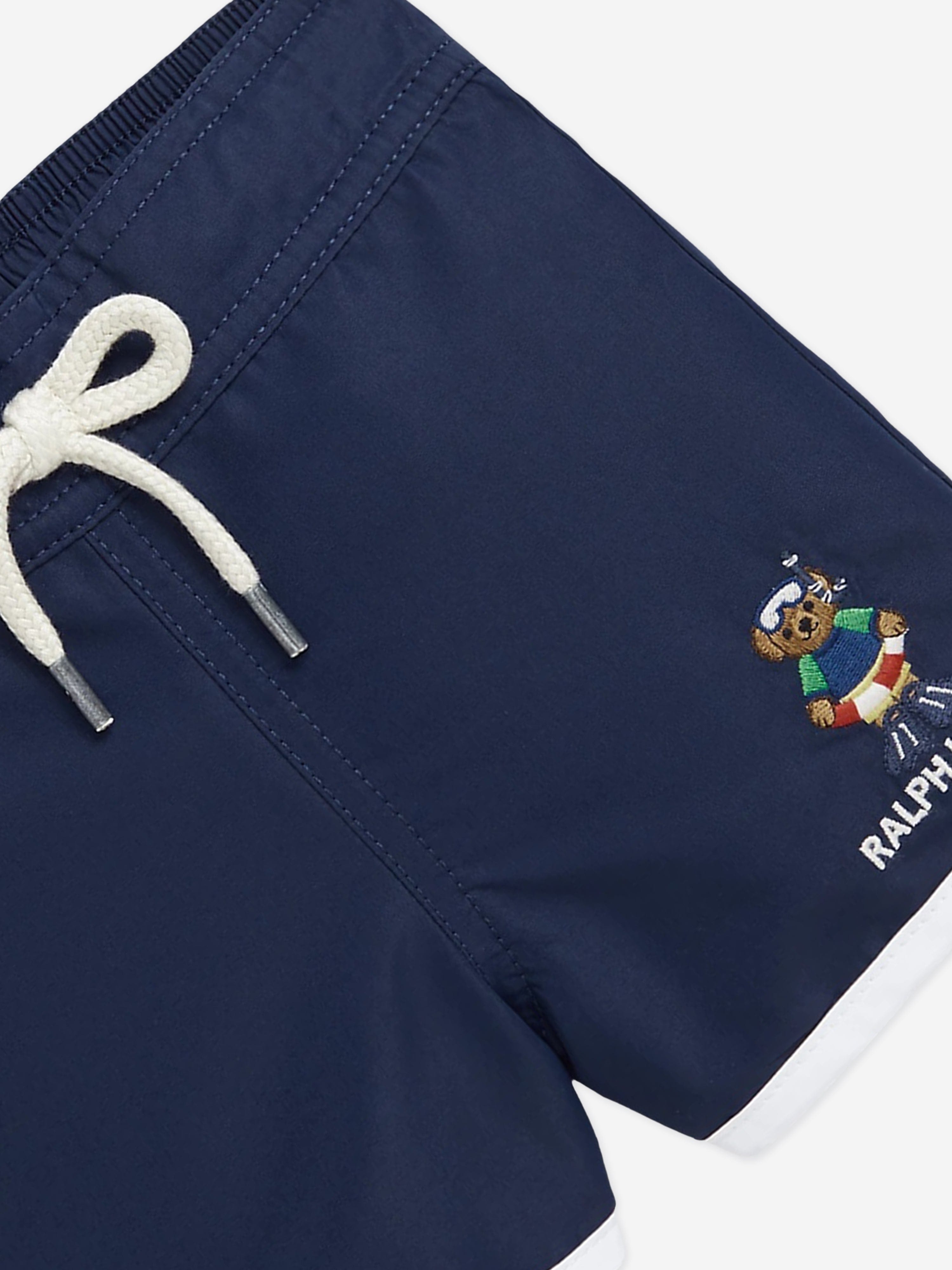 Ralph Lauren Baby Boys Bear Swim Shorts in Navy