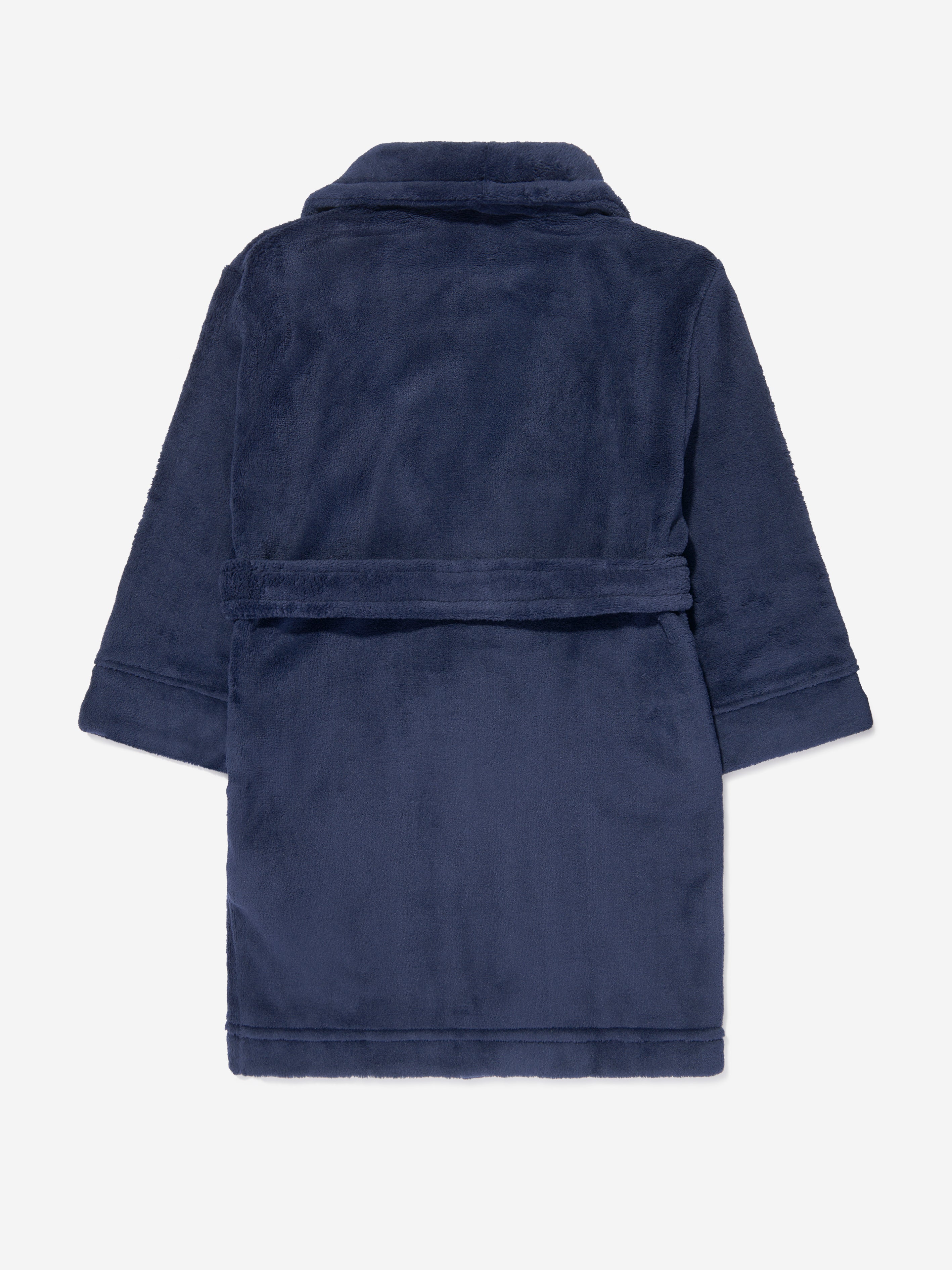 Boys Bear Patch Robe in Navy