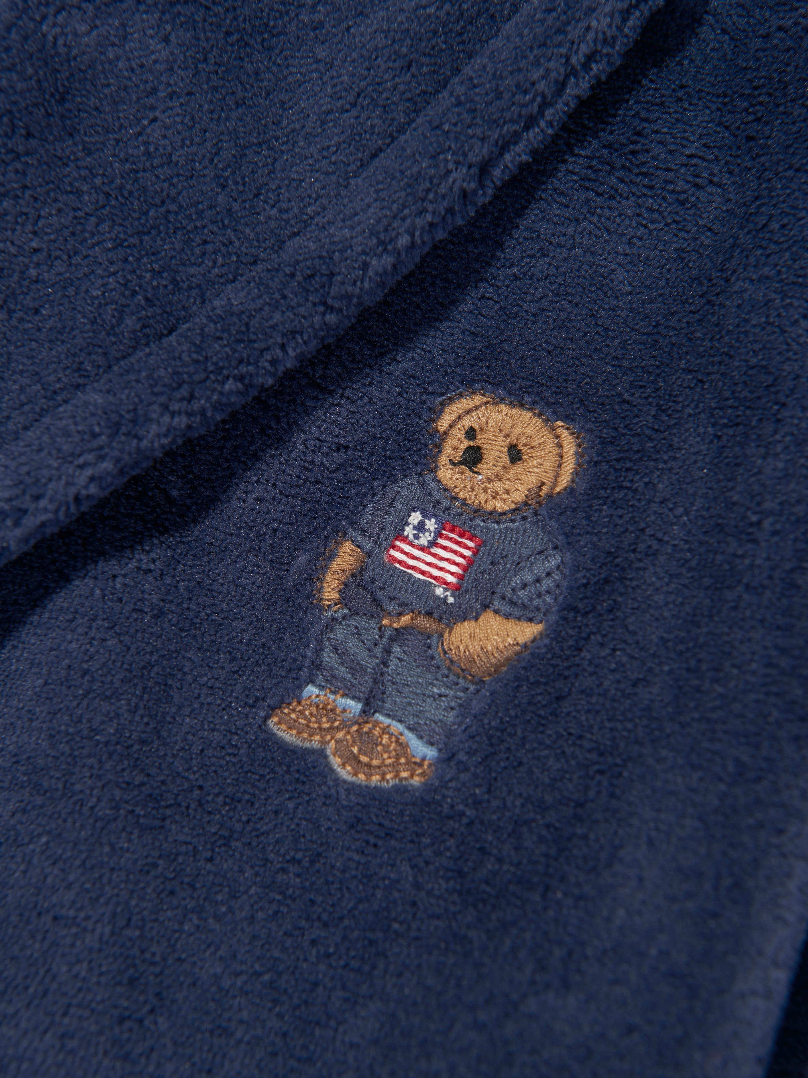 Boys Bear Patch Robe in Navy