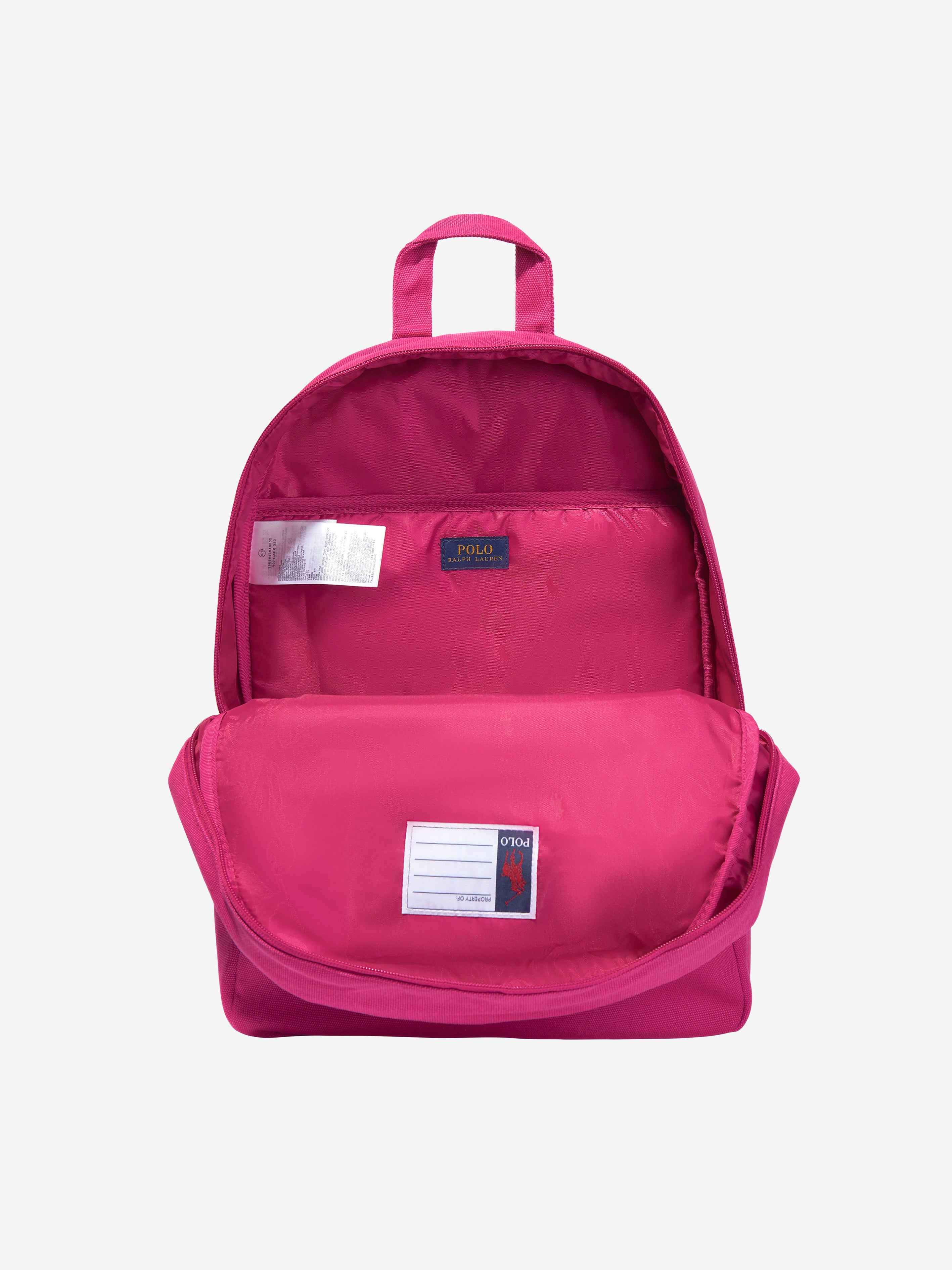 Girls Canvas School Backpack With Card Holder in Pink (42cm)