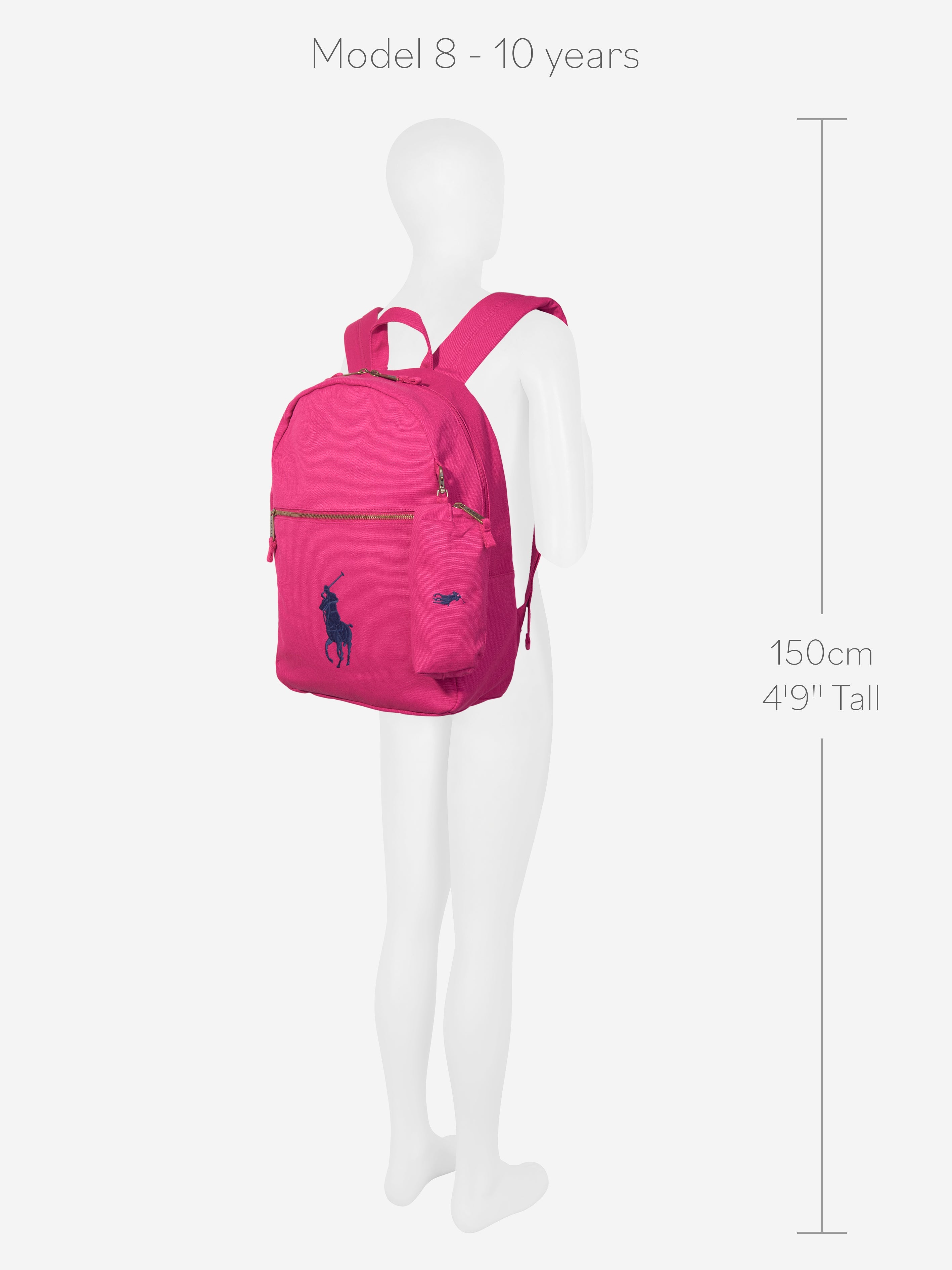 Girls Canvas School Backpack With Card Holder in Pink (42cm)