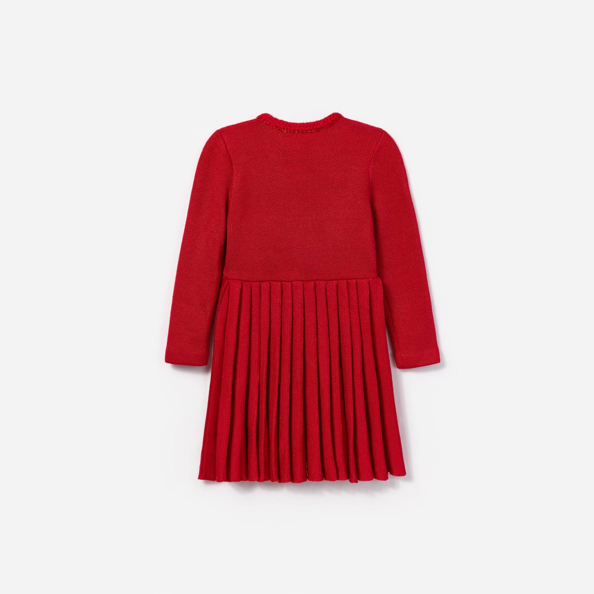 Girls Red Knit Pleated Dress