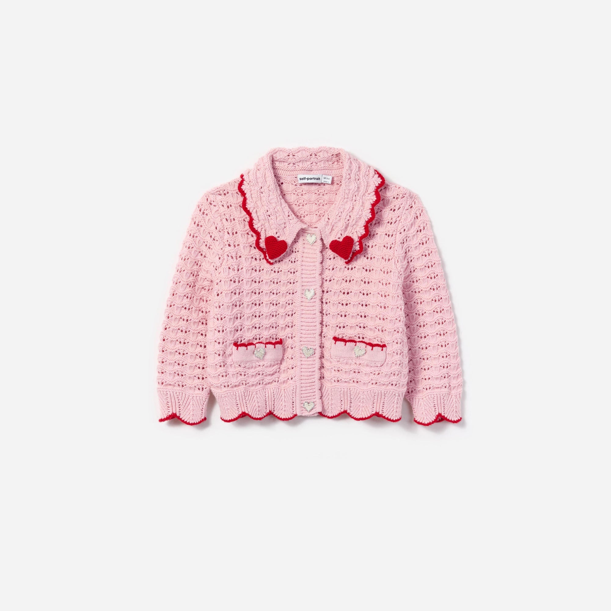 Girls Pink Hollow Knit Cardigan