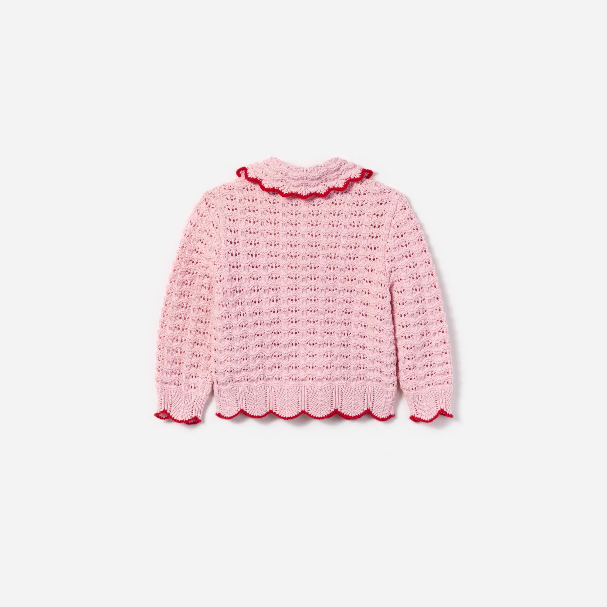 Girls Pink Hollow Knit Cardigan