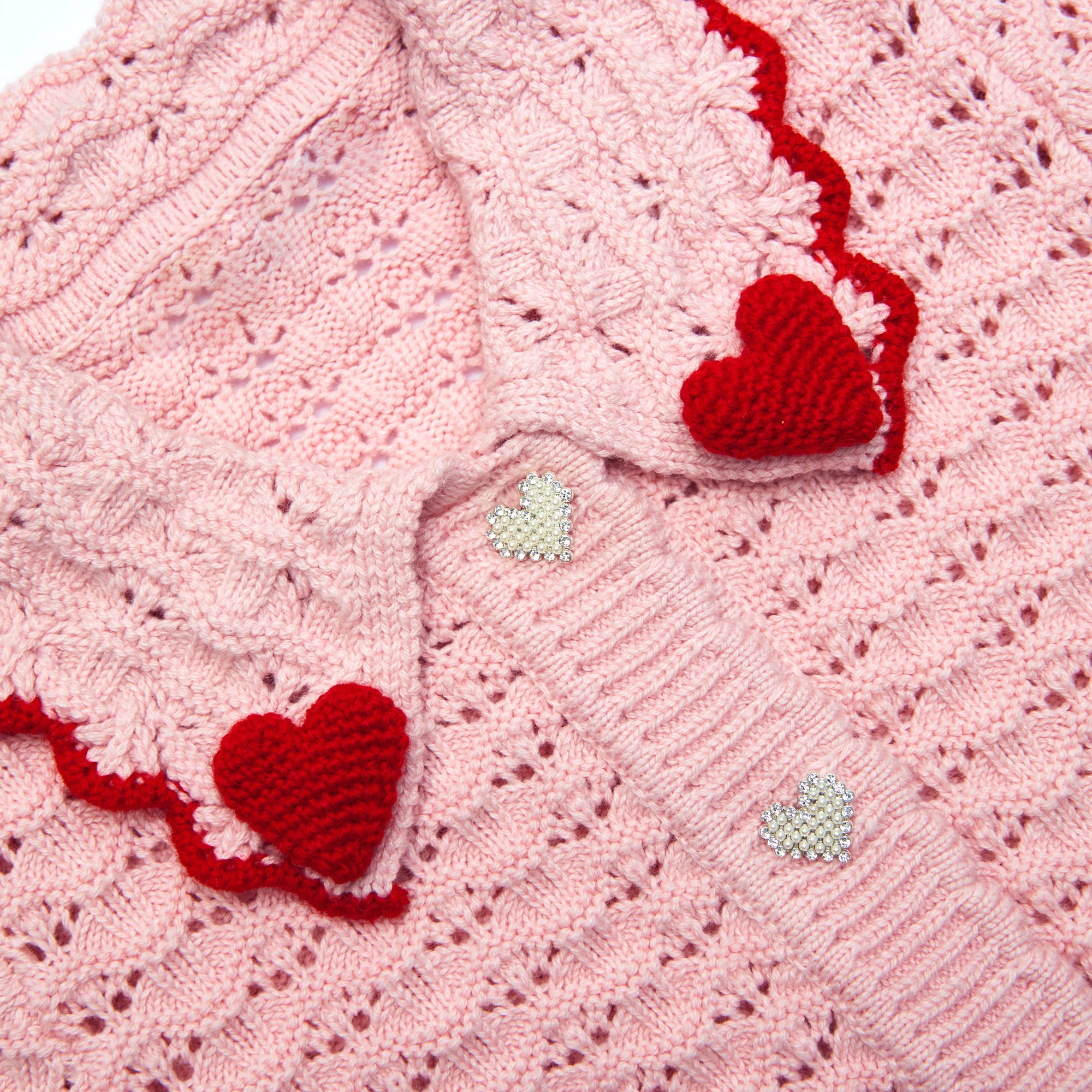 Girls Pink Hollow Knit Cardigan