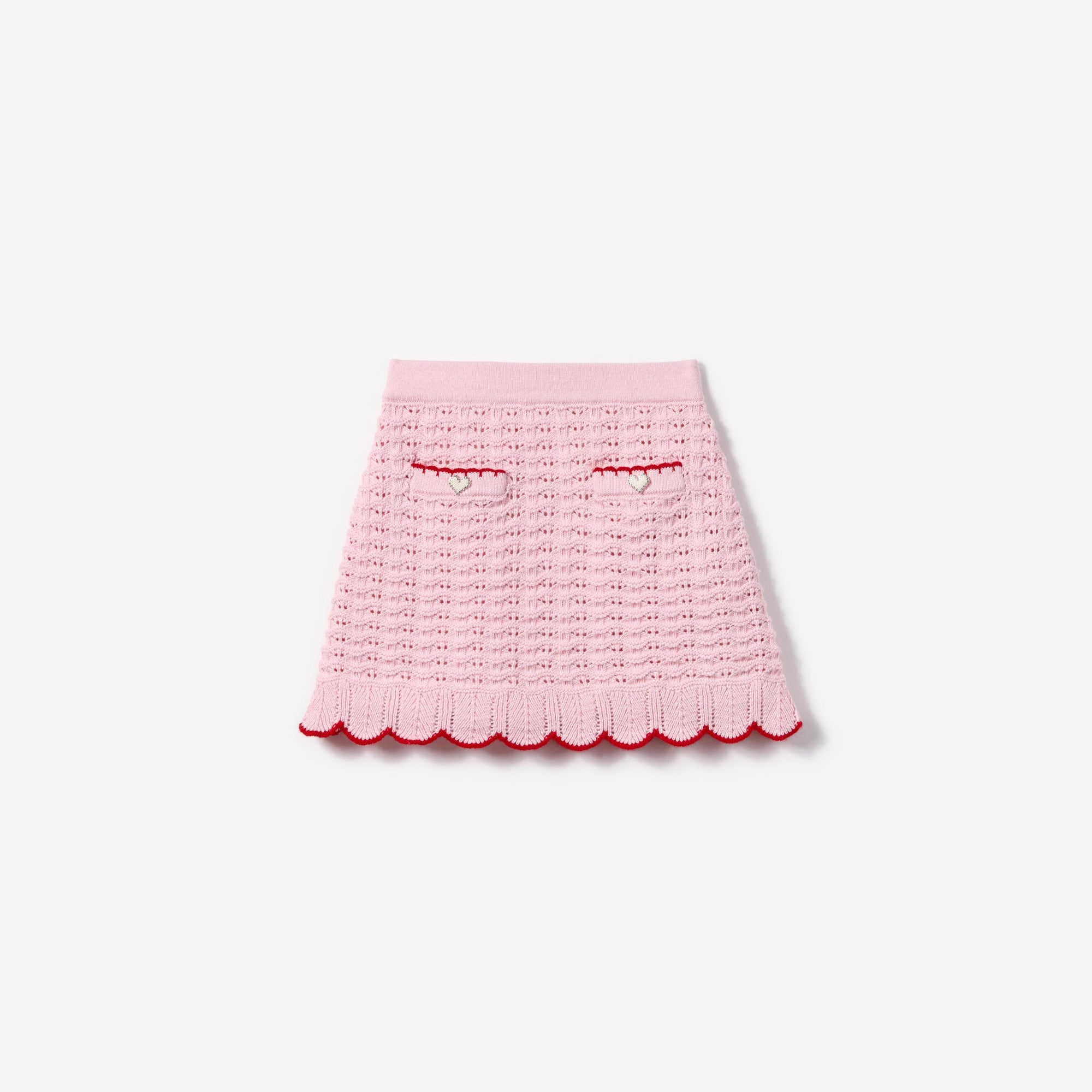 Girls Pink Hollow Knit Skirt