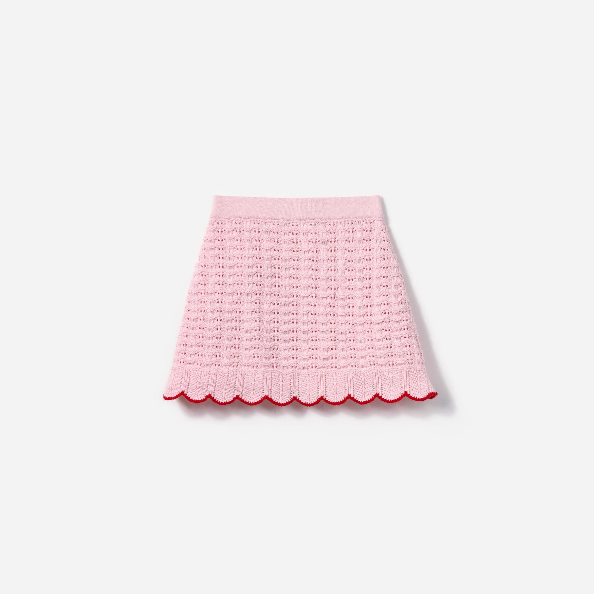 Girls Pink Hollow Knit Skirt