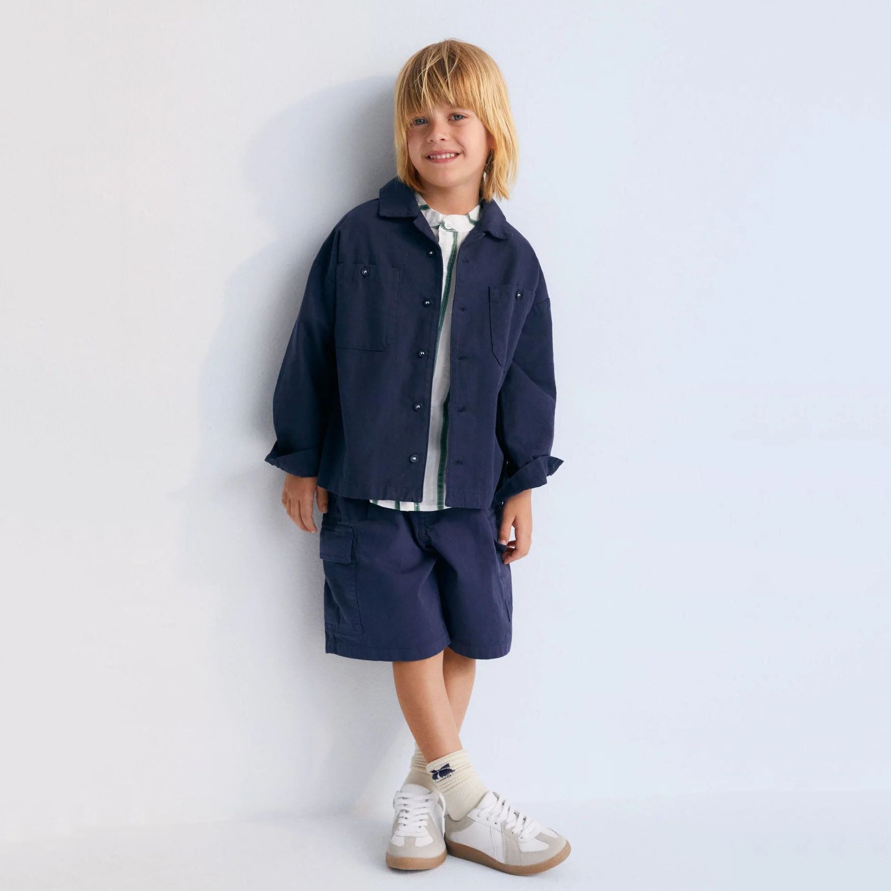 Boys & Girls Navy Embroidered Cotton Jacket