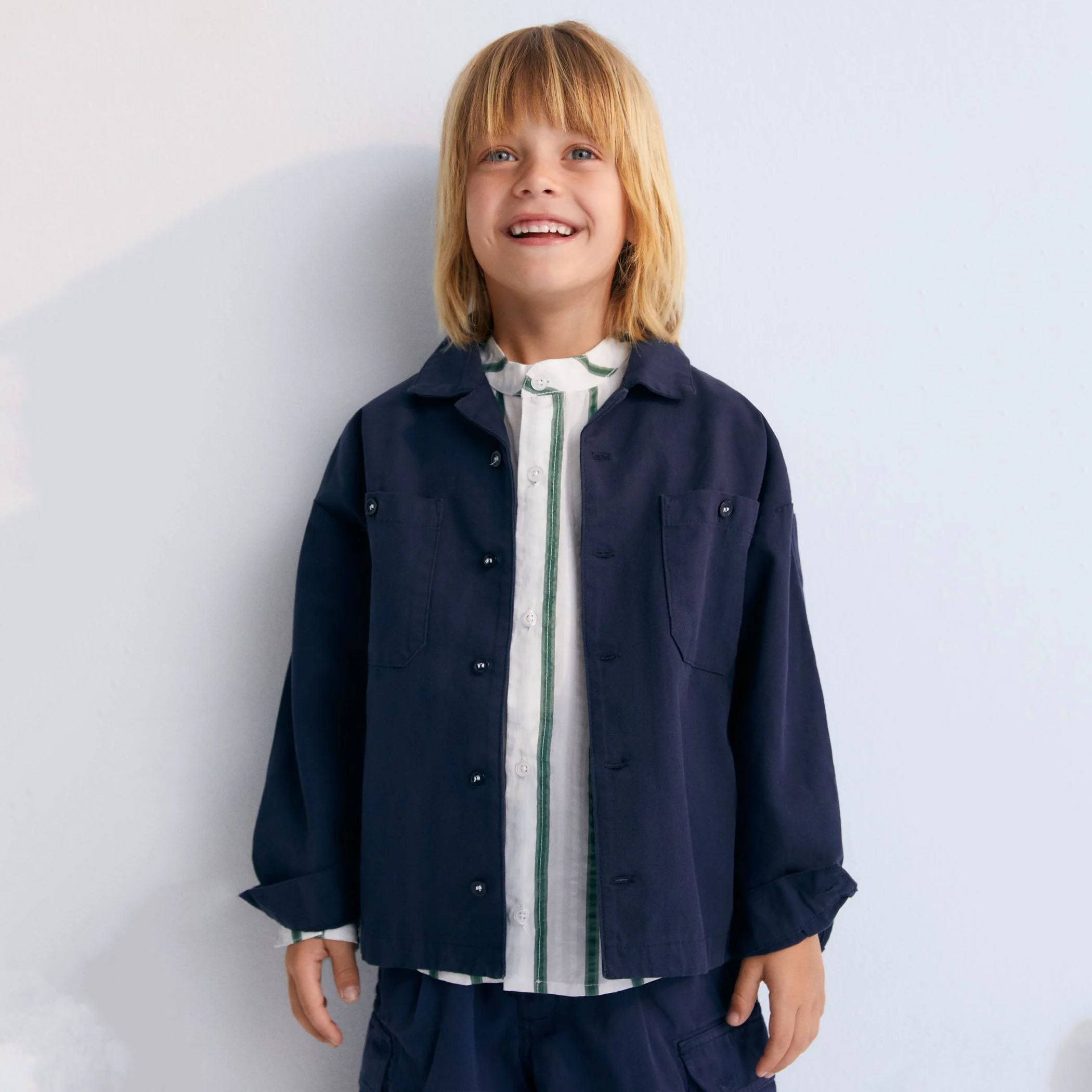 Boys & Girls Navy Embroidered Cotton Jacket