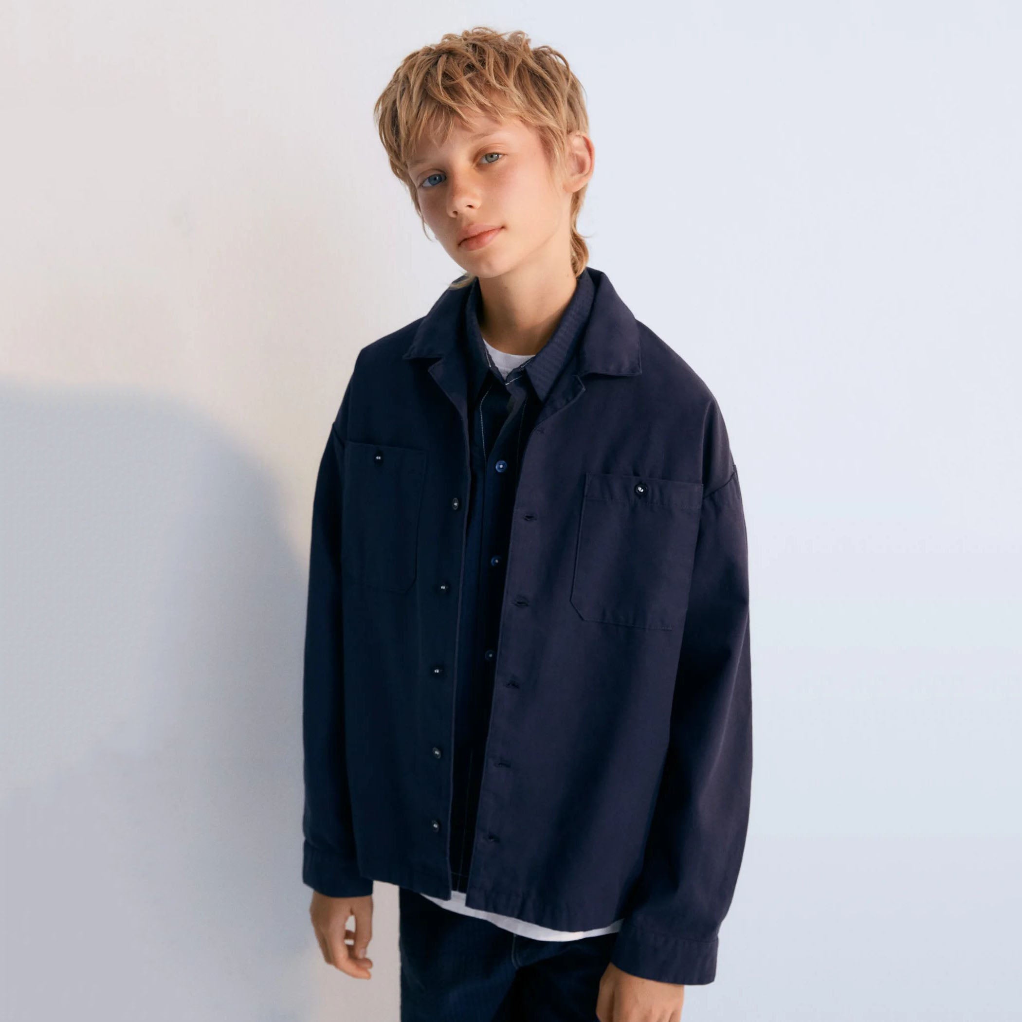 Boys & Girls Navy Embroidered Cotton Jacket