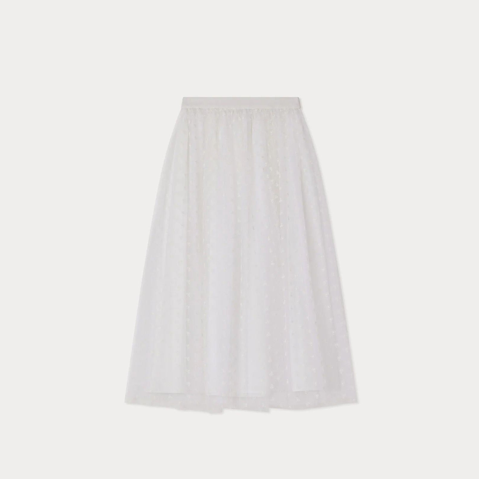 Girls White Tulle Embroidered Skirt