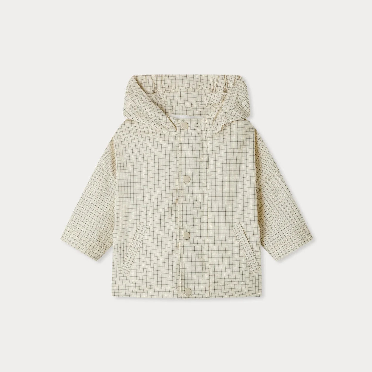 Baby Boys & Girls Ivory Check Hooded Jacket