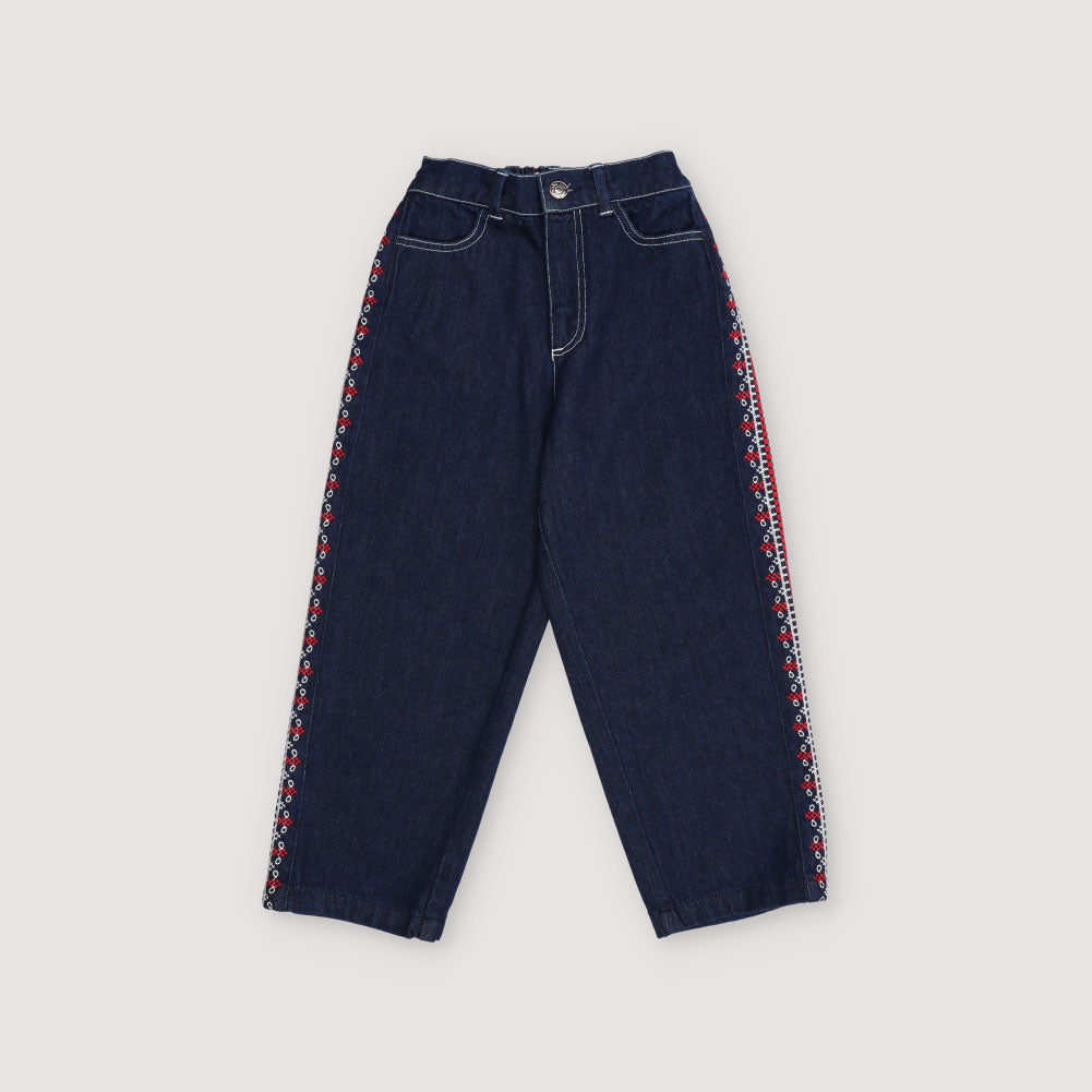 Girls Dark Blue Denim Trousers