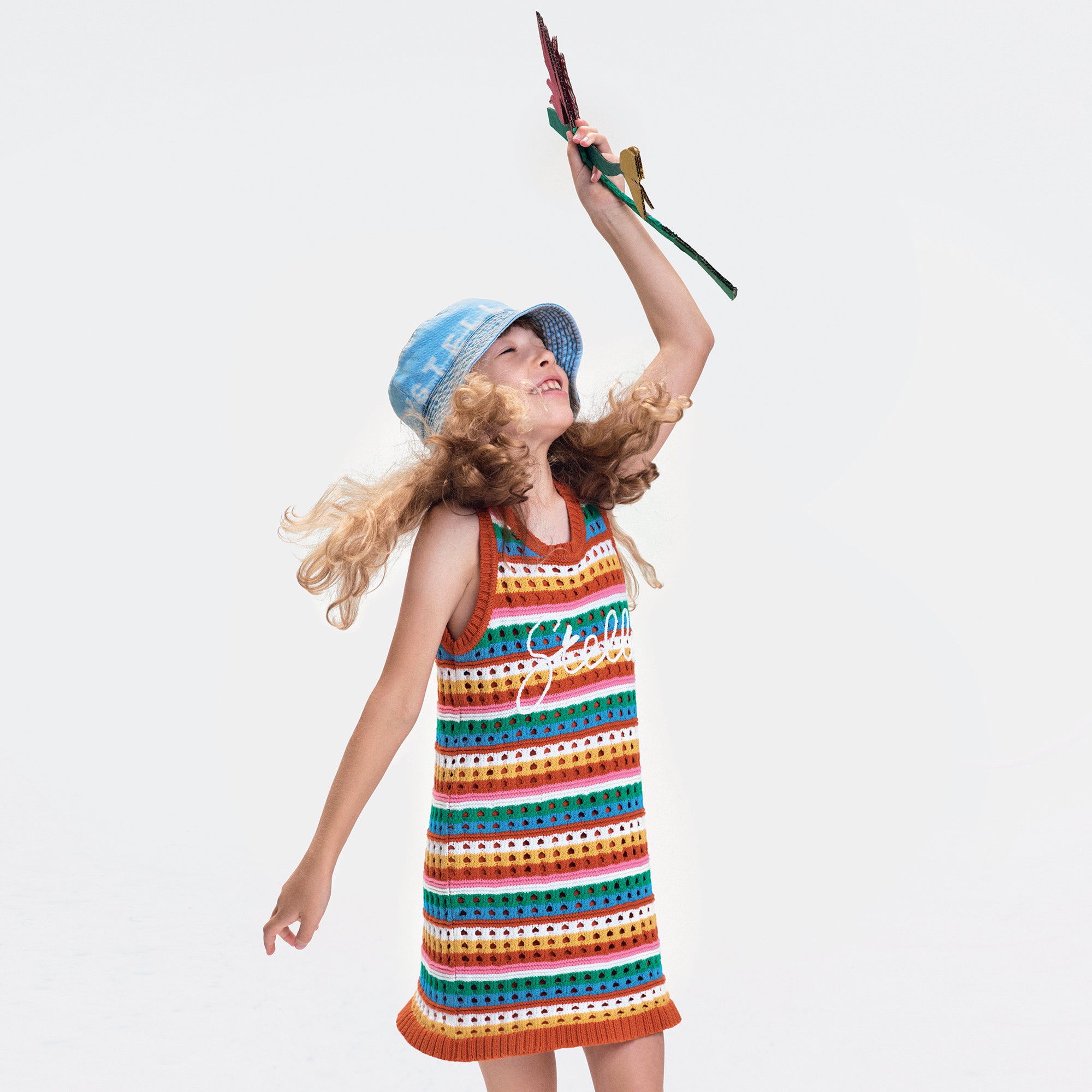 Girls Colourful Striped Cotton Knit Dress