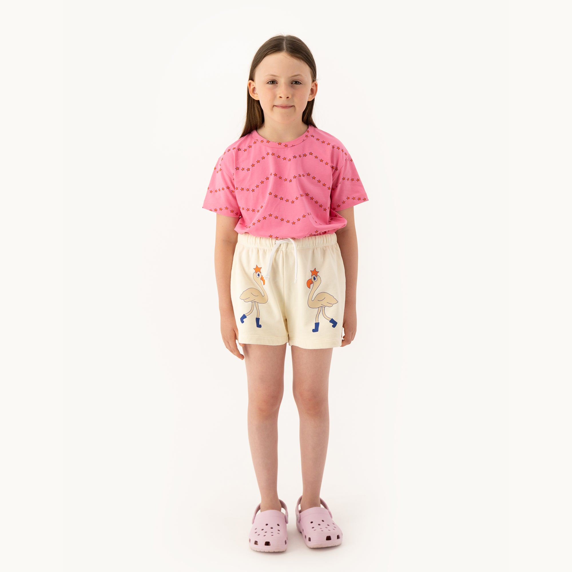 Girls Pink Star Cotton T-Shirt