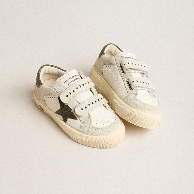 Boys & Girls White "MAY SCHOOL" Shoes