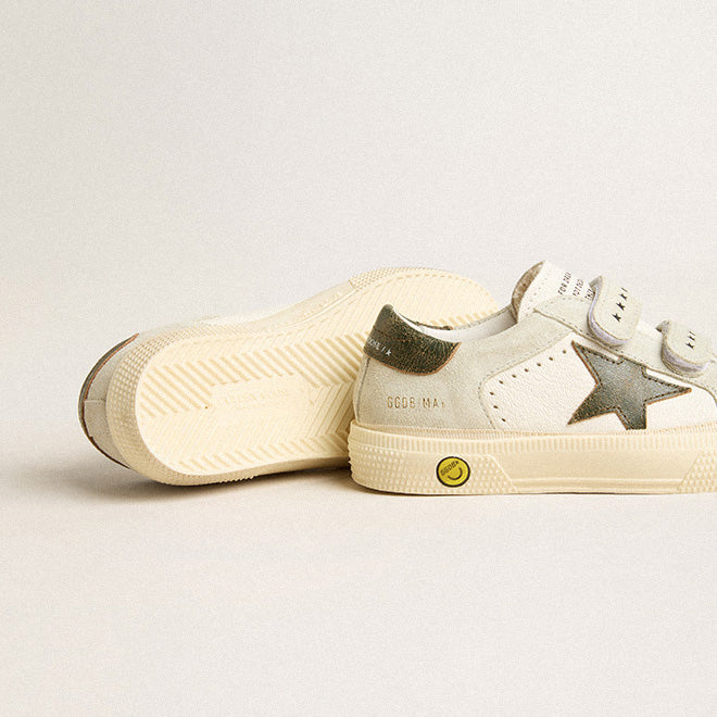 Boys & Girls White "MAY SCHOOL" Shoes