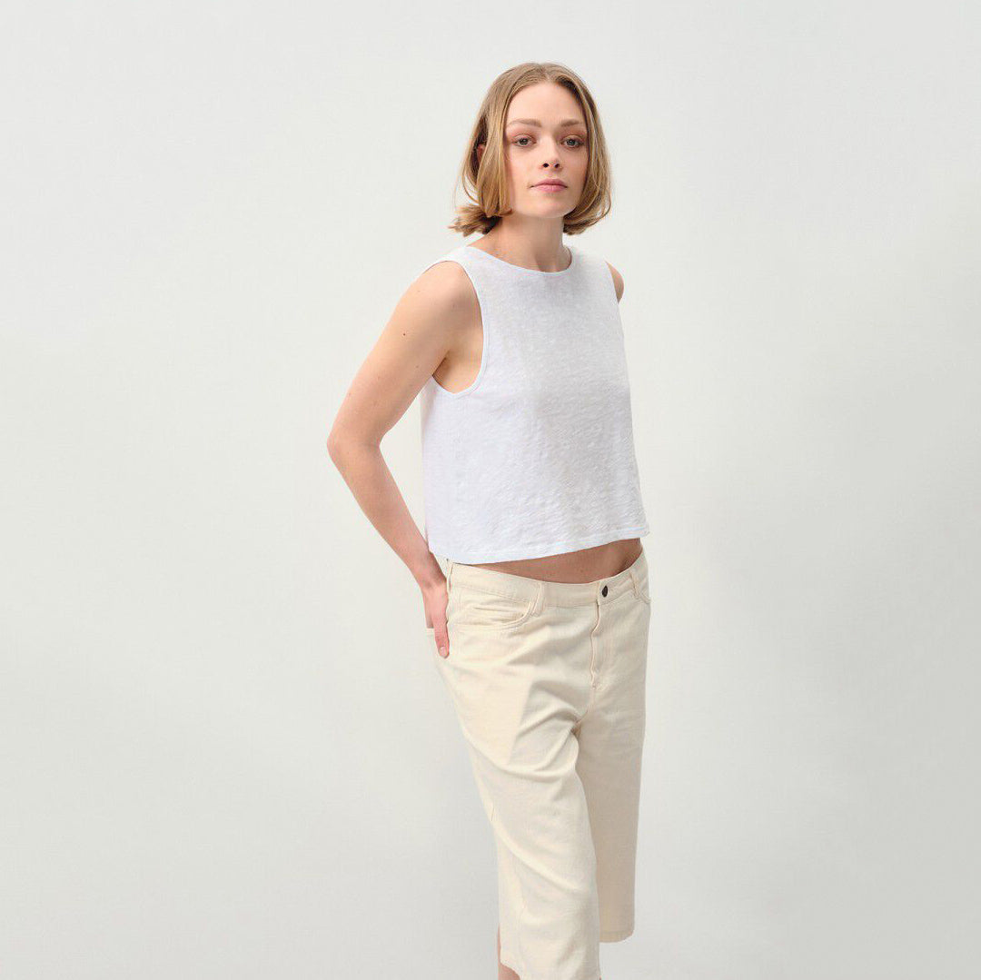 Women White Cotton Vest