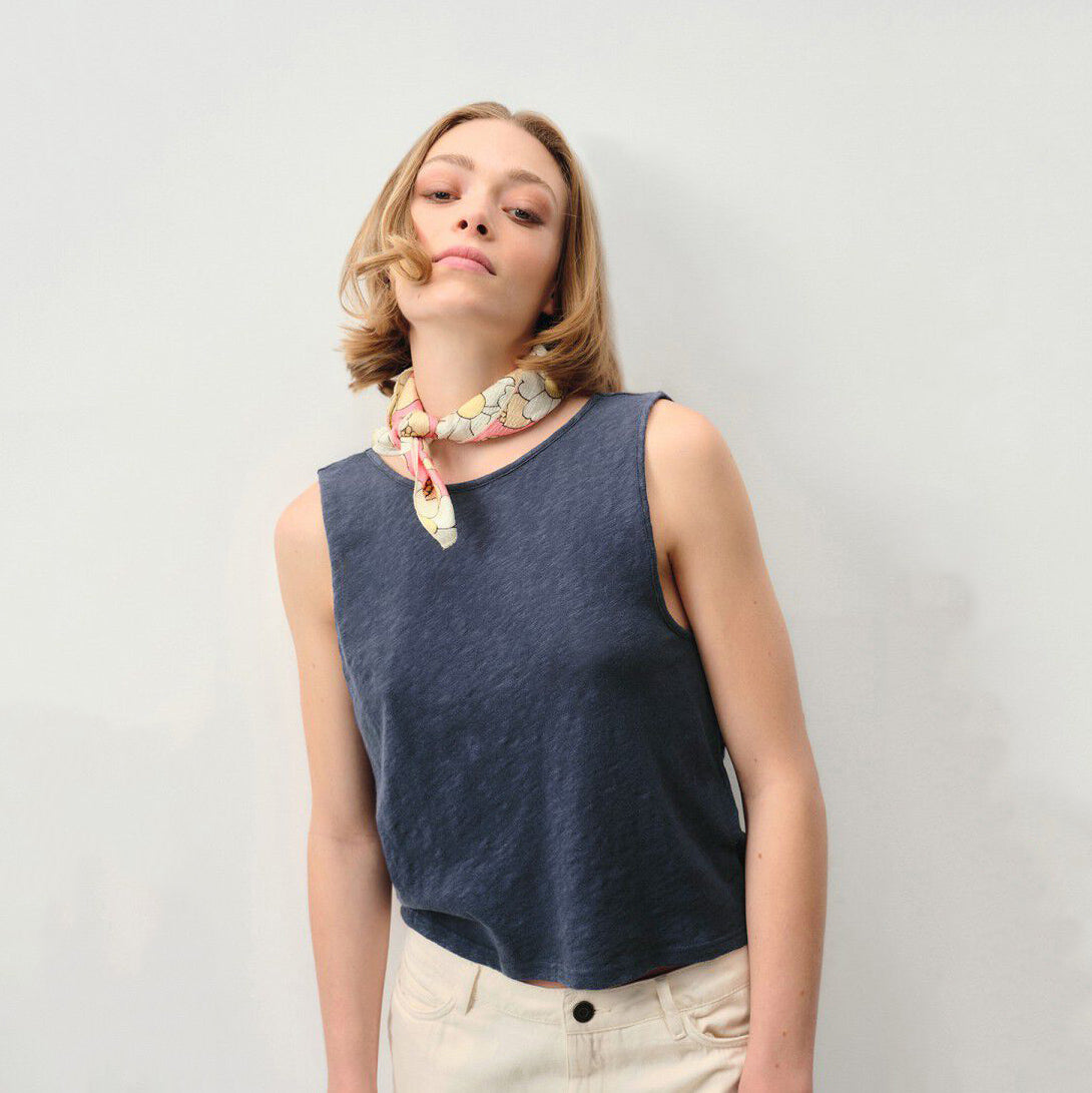 Women Navy Cotton Vest