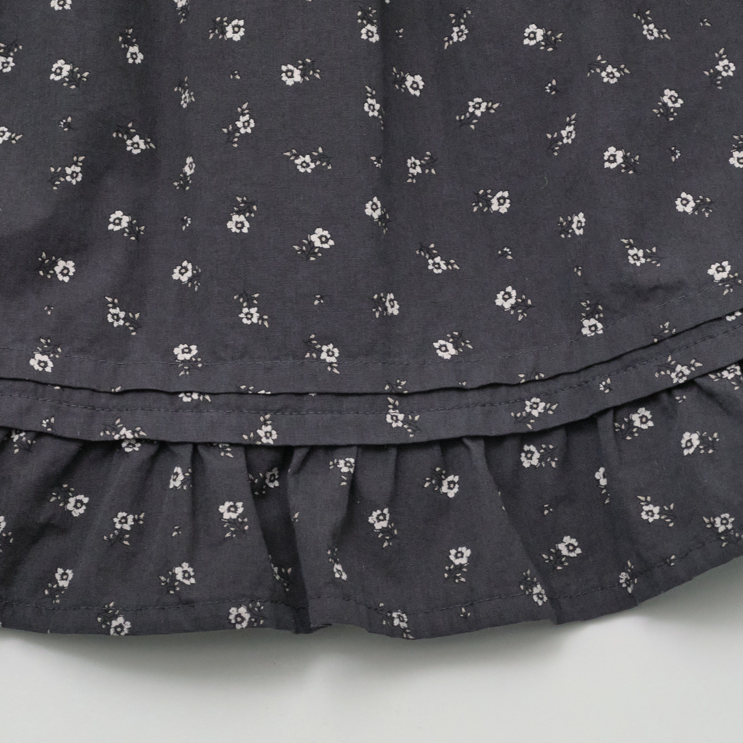 Girls Charcoal Floral Cotton Skirt