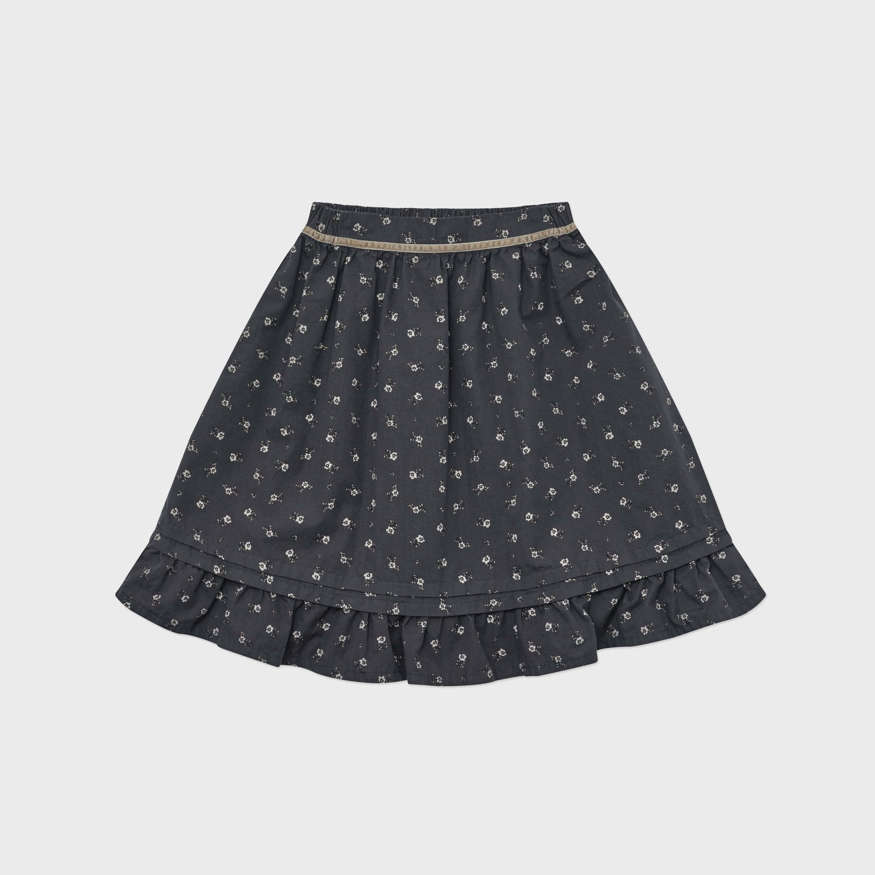 Girls Charcoal Floral Cotton Skirt