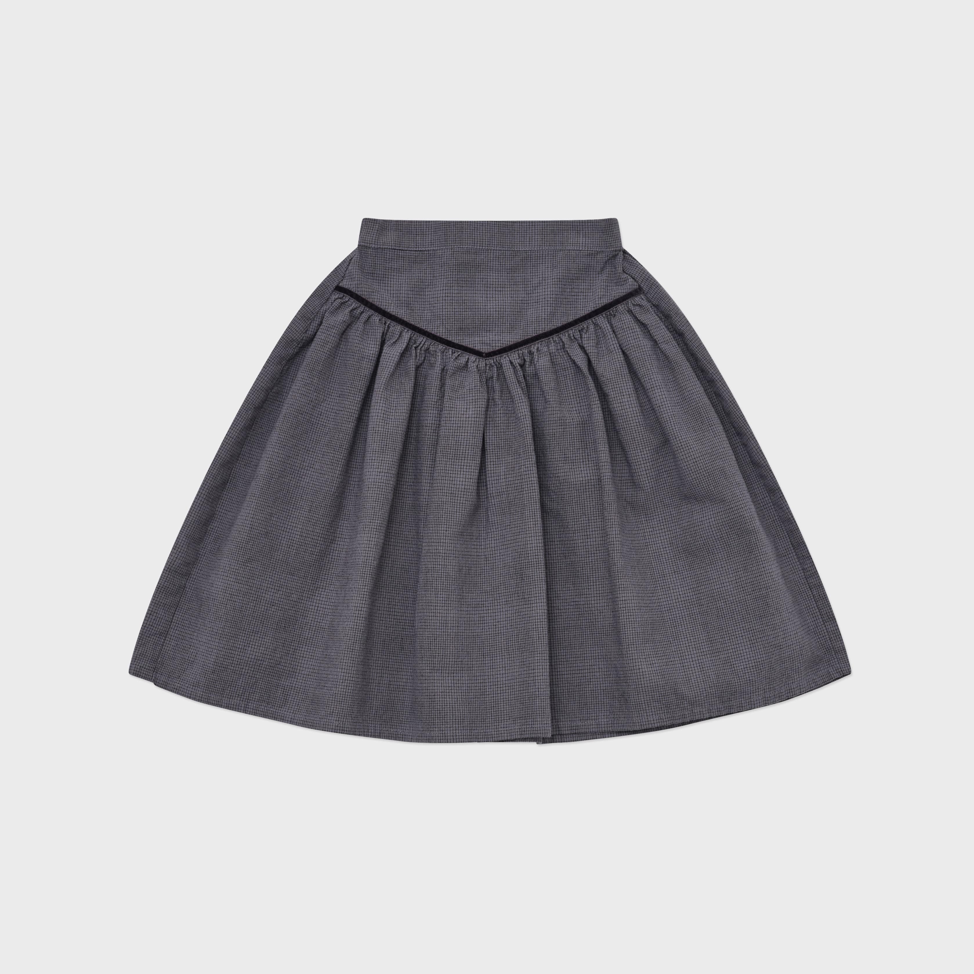 Girls Grey Check Cotton Skirt